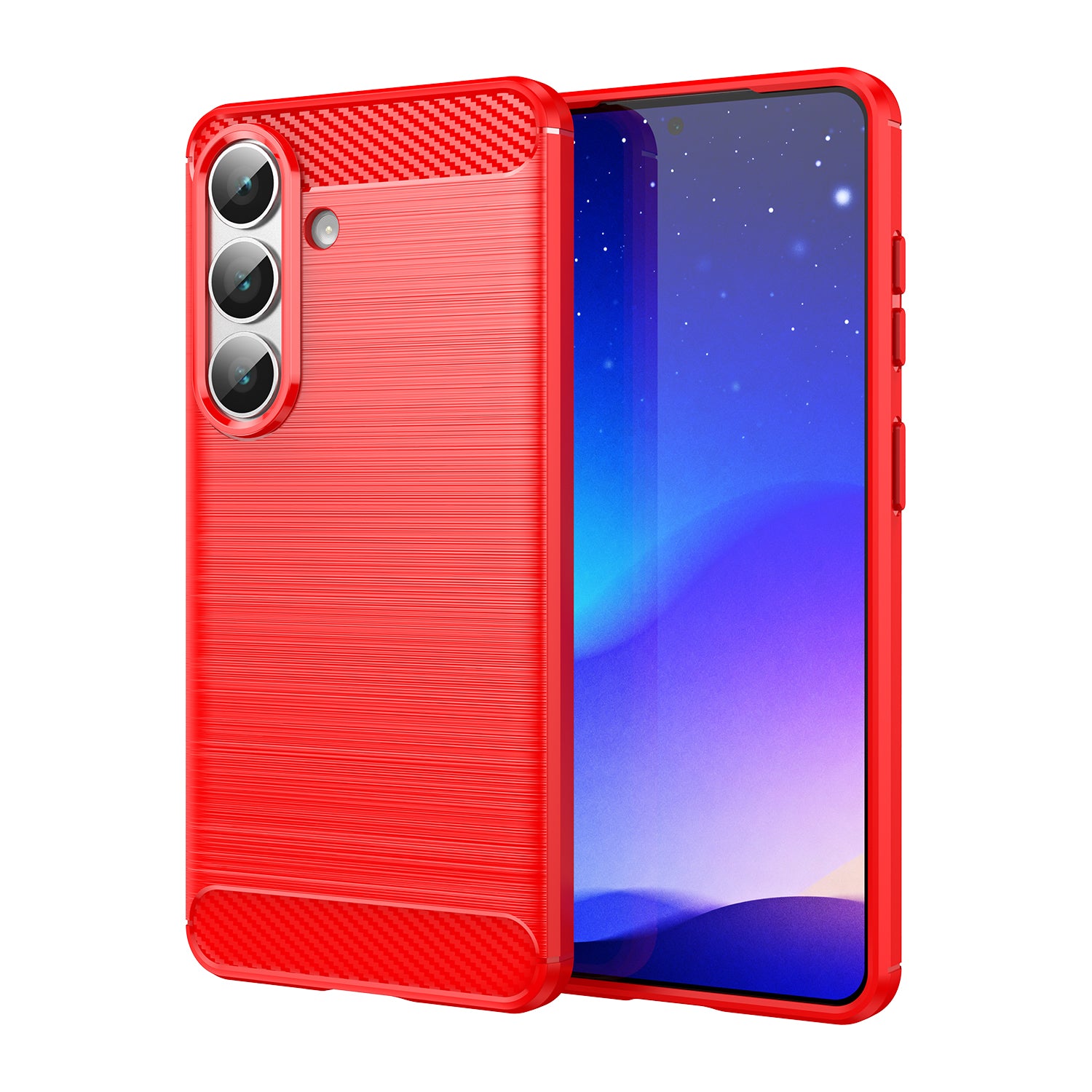 Samsung S26 Carbon Fibre TPU Case Slim Shockproof Cover Red