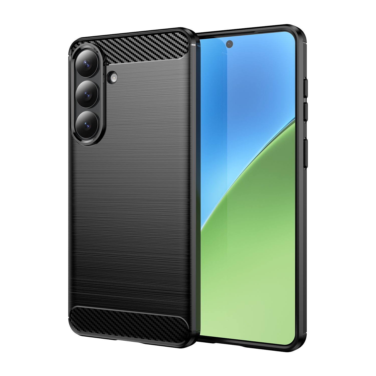 Samsung S26 Plus Carbon Fibre TPU Case Slim Shockproof Cover Black