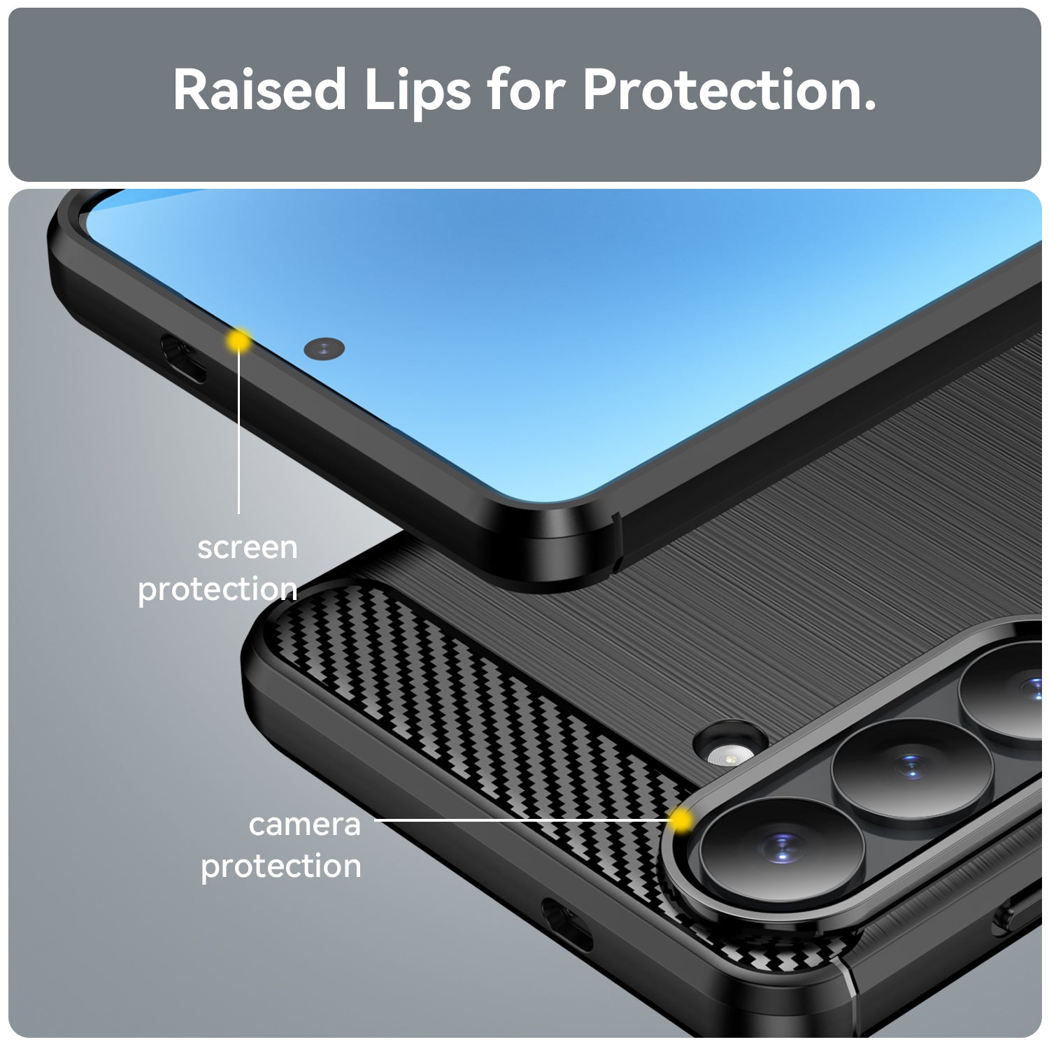 Samsung S26 Plus Carbon Fibre TPU Case Slim Shockproof Cover Black
