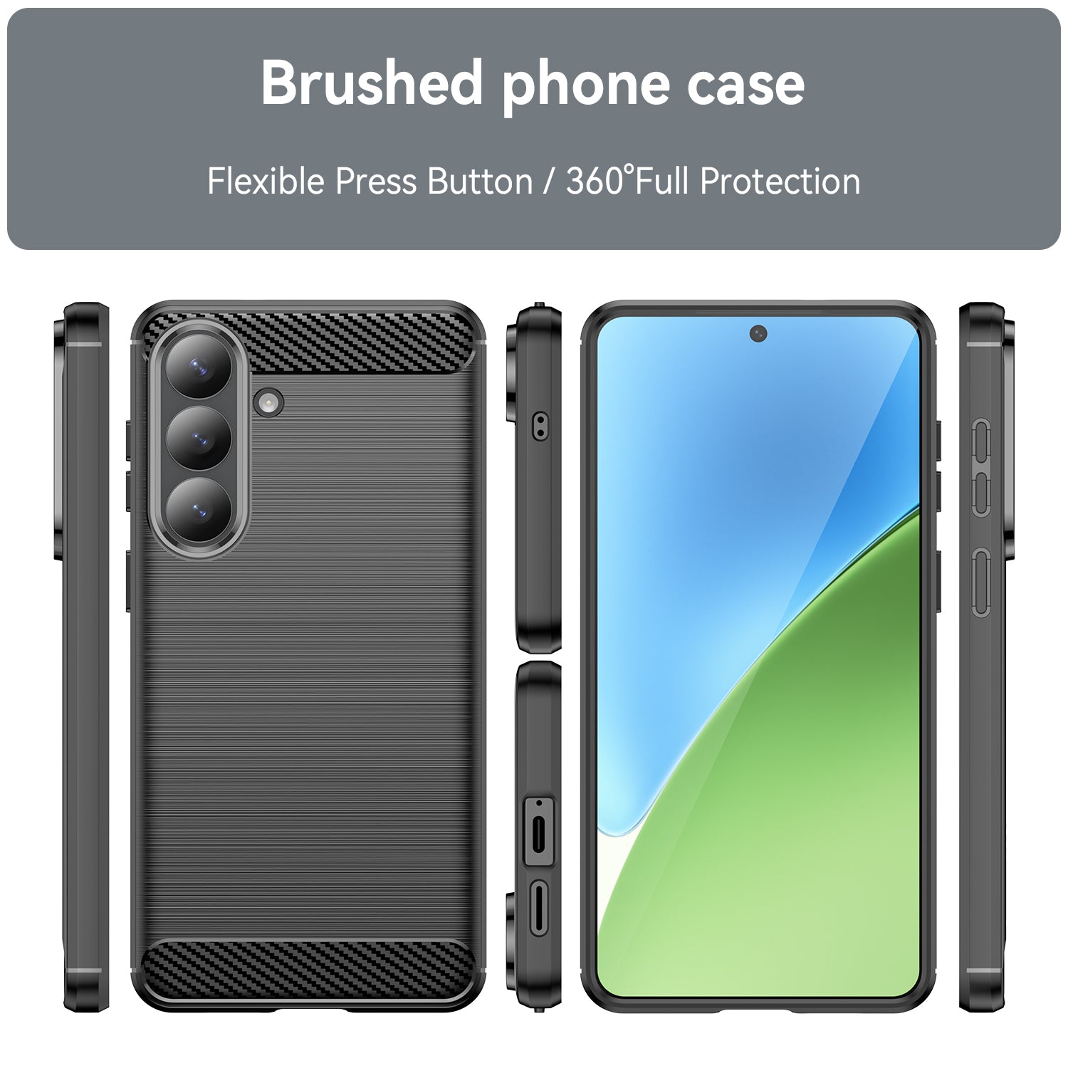 Samsung S26 Plus Carbon Fibre TPU Case Slim Shockproof Cover Black