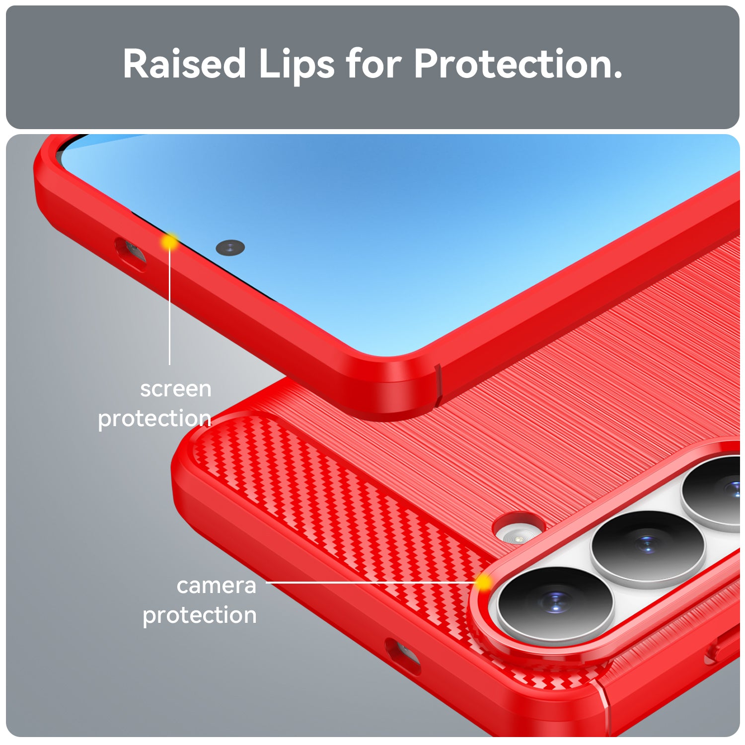 Samsung S26 Plus Carbon Fibre TPU Case Slim Shockproof Cover Red