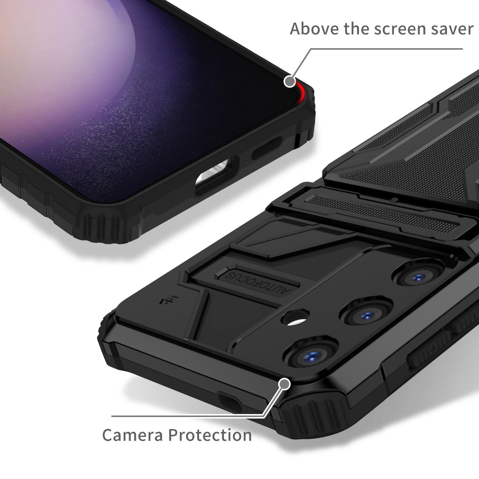 Samsung S26 Plus Heavy Duty Kickstand Card Holder Case Shockproof Black