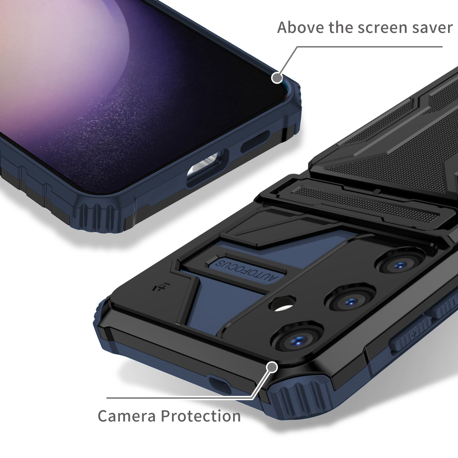 Samsung S26 Plus Heavy Duty Kickstand Card Holder Case Shockproof Navy
