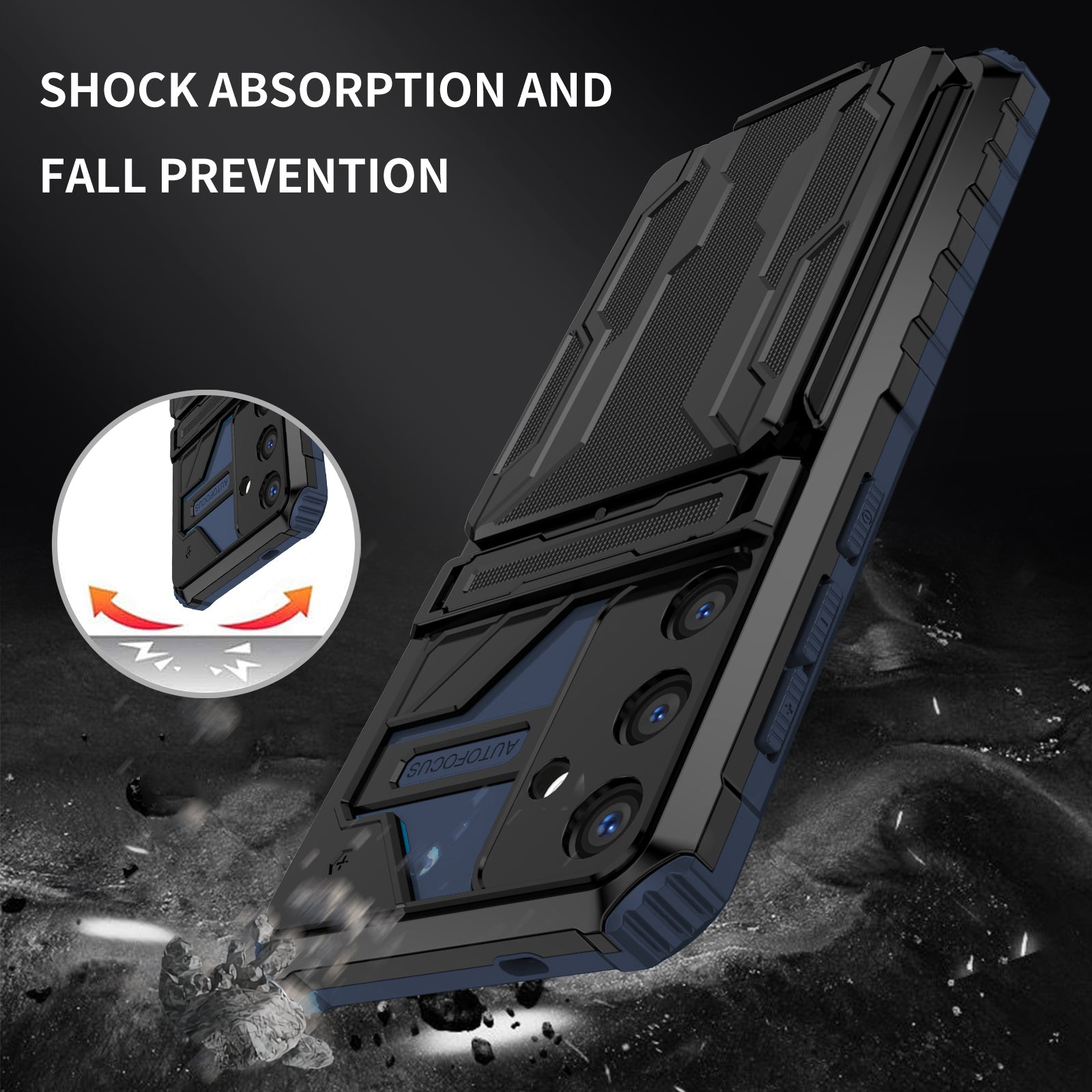 Samsung S26 Plus Heavy Duty Kickstand Card Holder Case Shockproof Navy