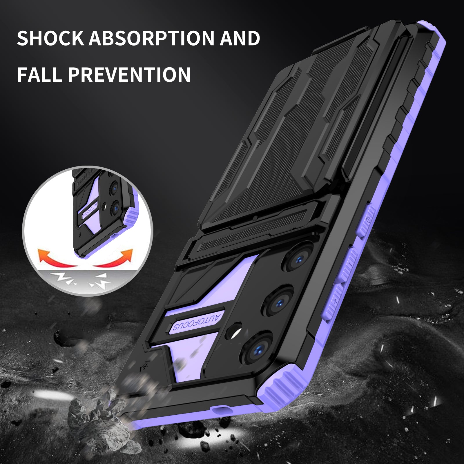 Samsung S26 Plus Heavy Duty Kickstand Card Holder Case Shockproof Purple