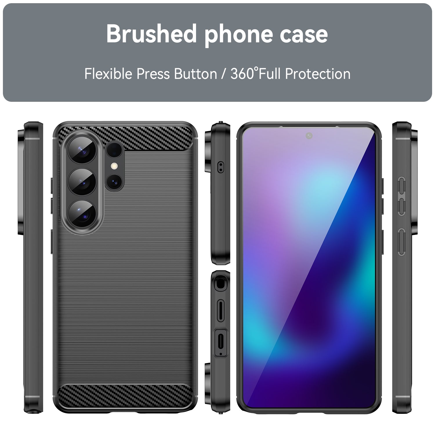 Samsung S26 Ultra Carbon Fibre TPU Case Slim Shockproof Cover Black