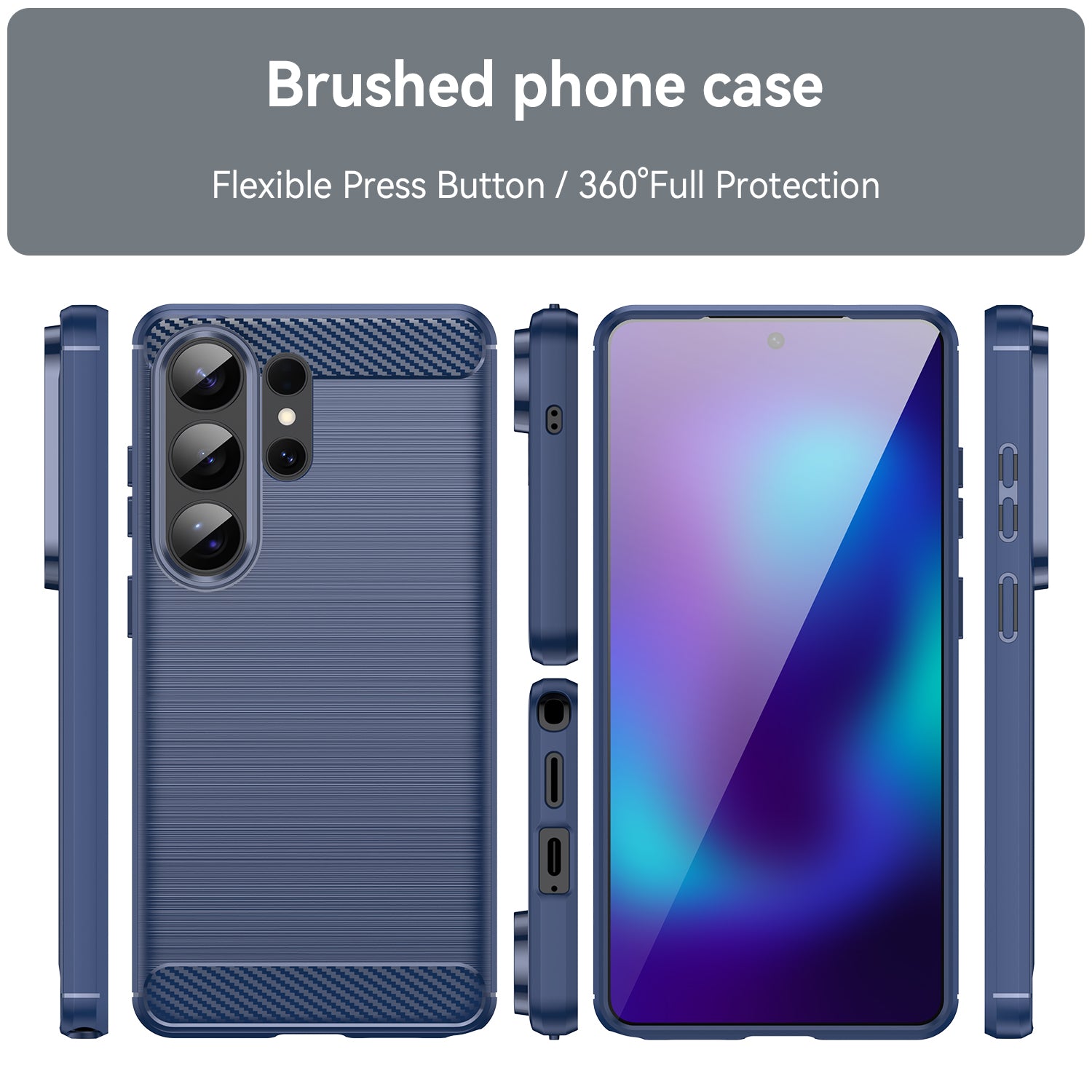 Samsung S26 Ultra Carbon Fibre TPU Case Slim Shockproof Cover Navy