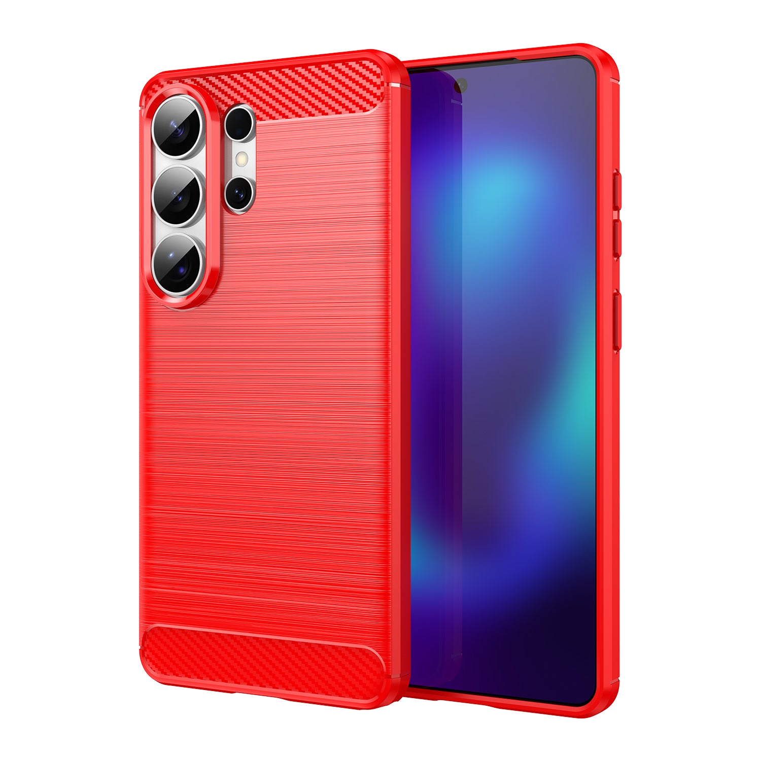 Samsung S26 Ultra Carbon Fibre TPU Case Slim Shockproof Cover Red