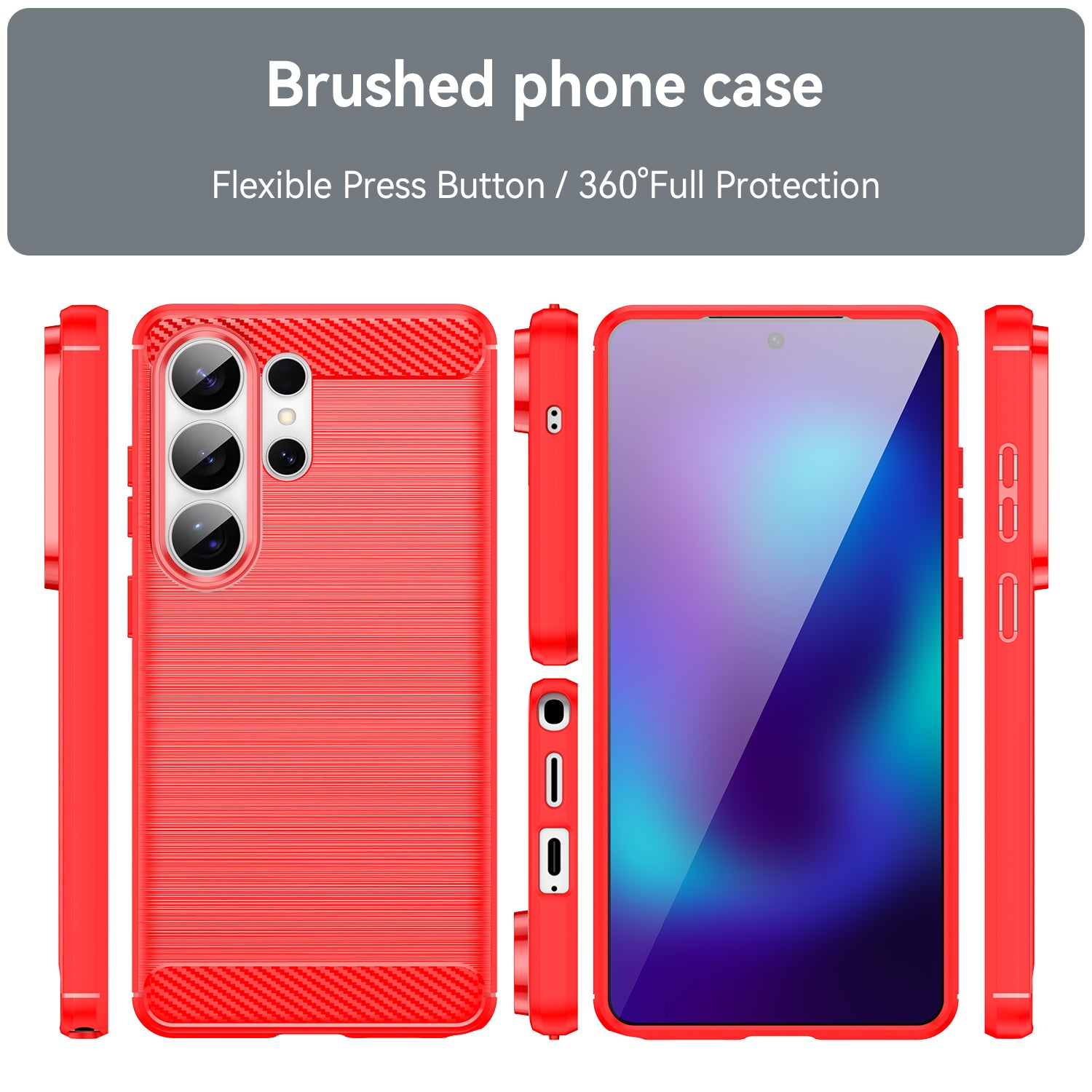 Samsung S26 Ultra Carbon Fibre TPU Case Slim Shockproof Cover Red