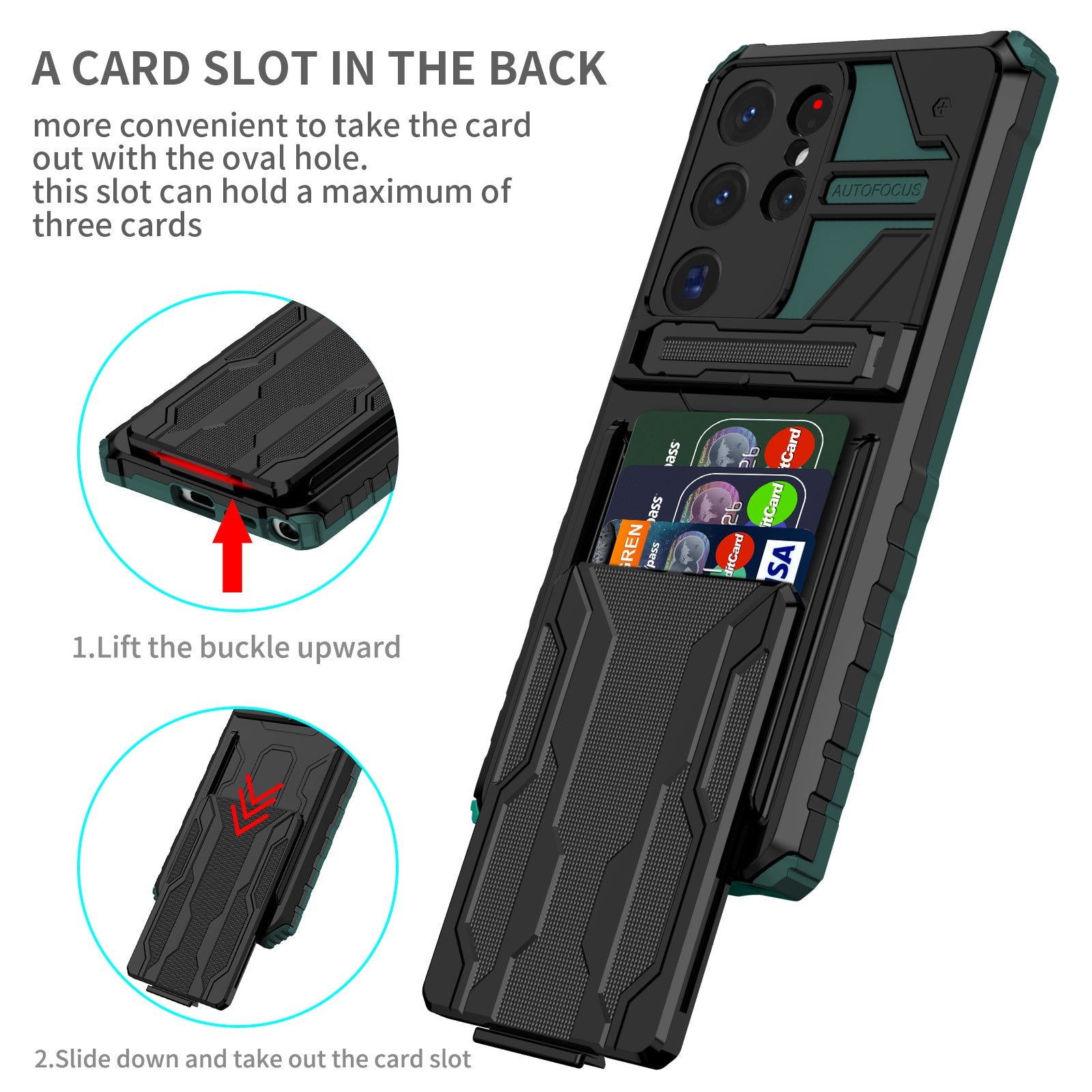 Samsung S26 Ultra Heavy Duty Kickstand Card Holder Case Shockproof Teal