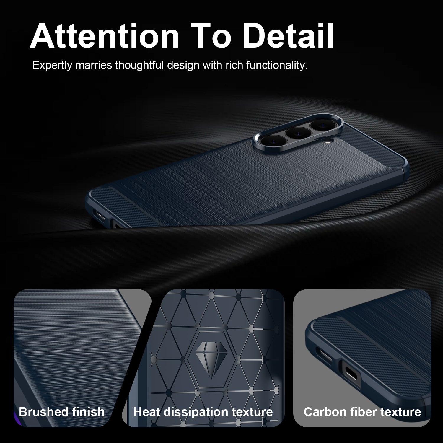 Samsung Galaxy S26FE Carbon Fibre TPU Case Slim Shockproof Cover Navy