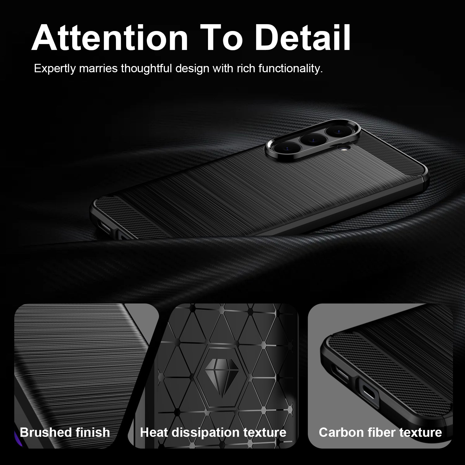 Samsung Galaxy S26FE Carbon Fibre TPU Case Slim Shockproof Cover Black