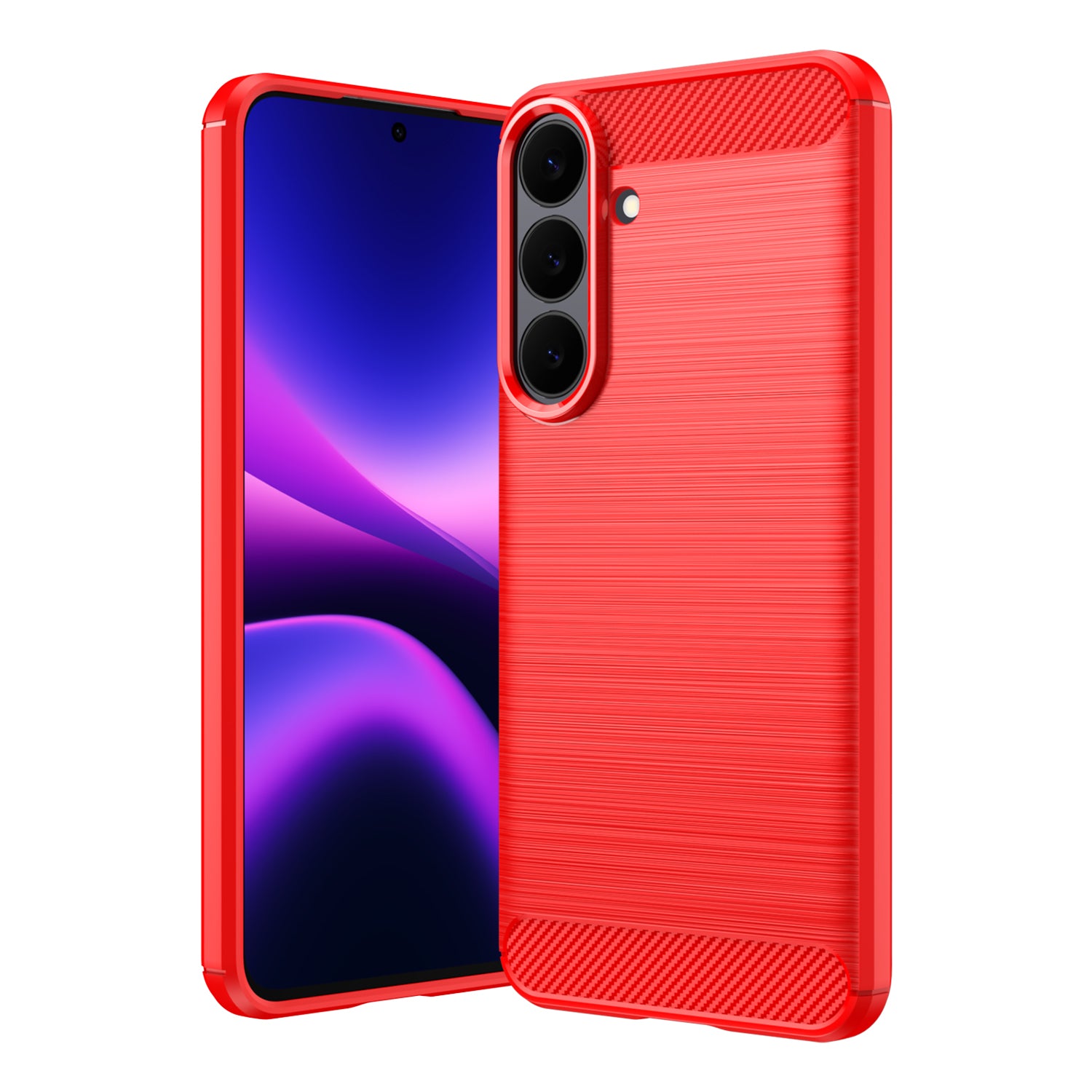 Samsung Galaxy S26FE Carbon Fibre TPU Case Slim Shockproof Cover Red