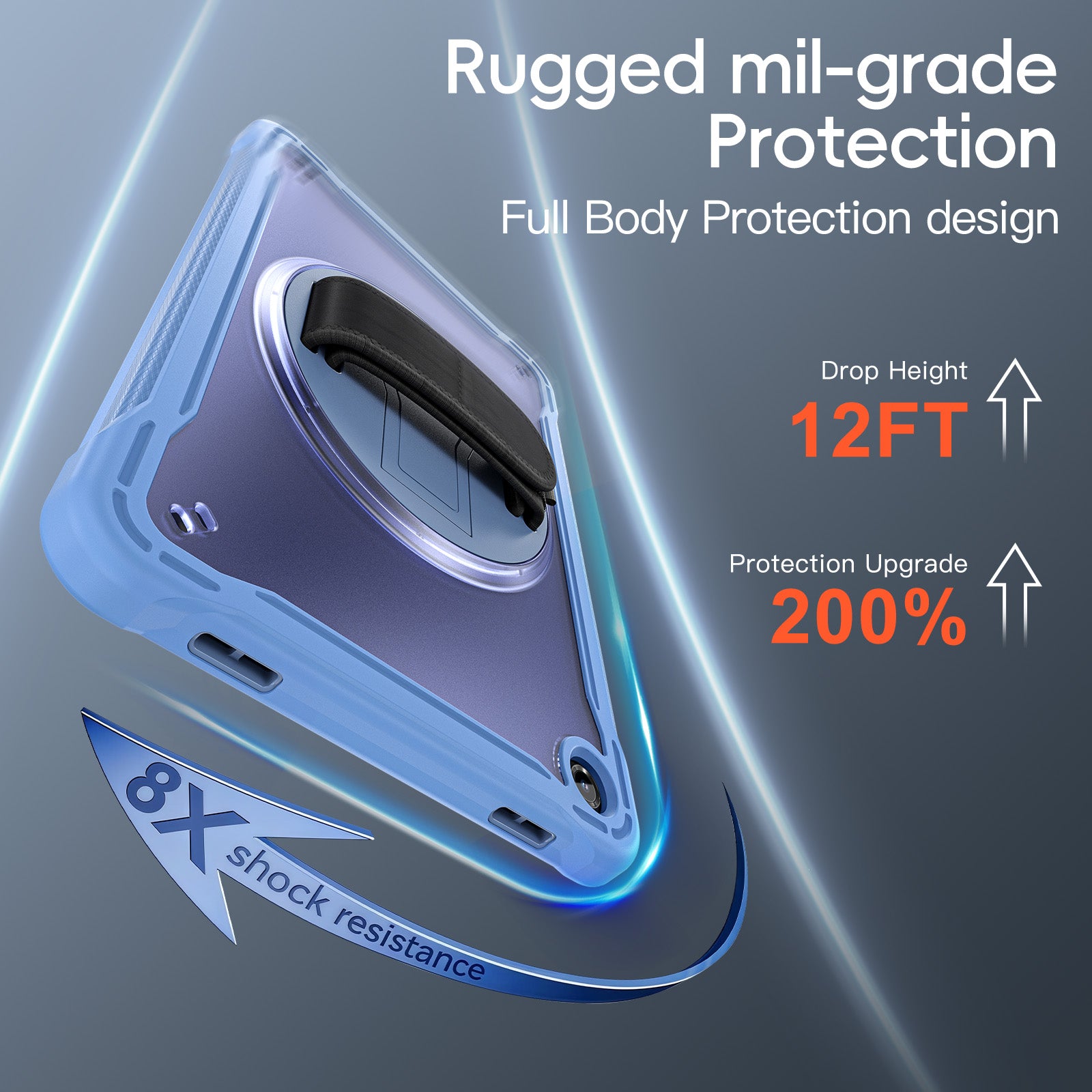 Samsung Tab A11+ A11 Plus Rugged Case - 360° Stand, Hand & Shoulder Strap - Shockproof - Lavender