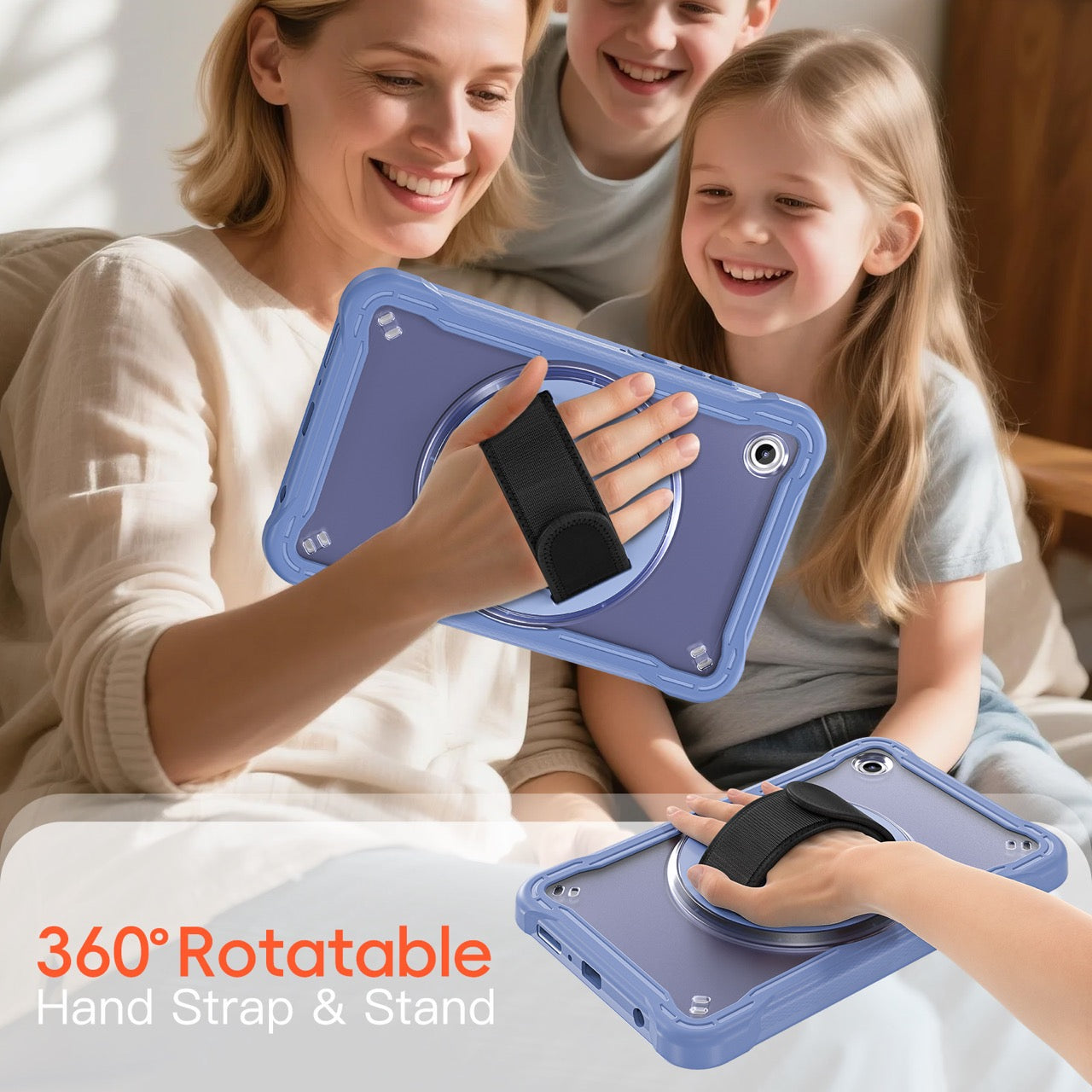 Samsung Tab A11 Rugged Case - 360° Stand, Hand & Shoulder Strap - Shockproof - Lavender