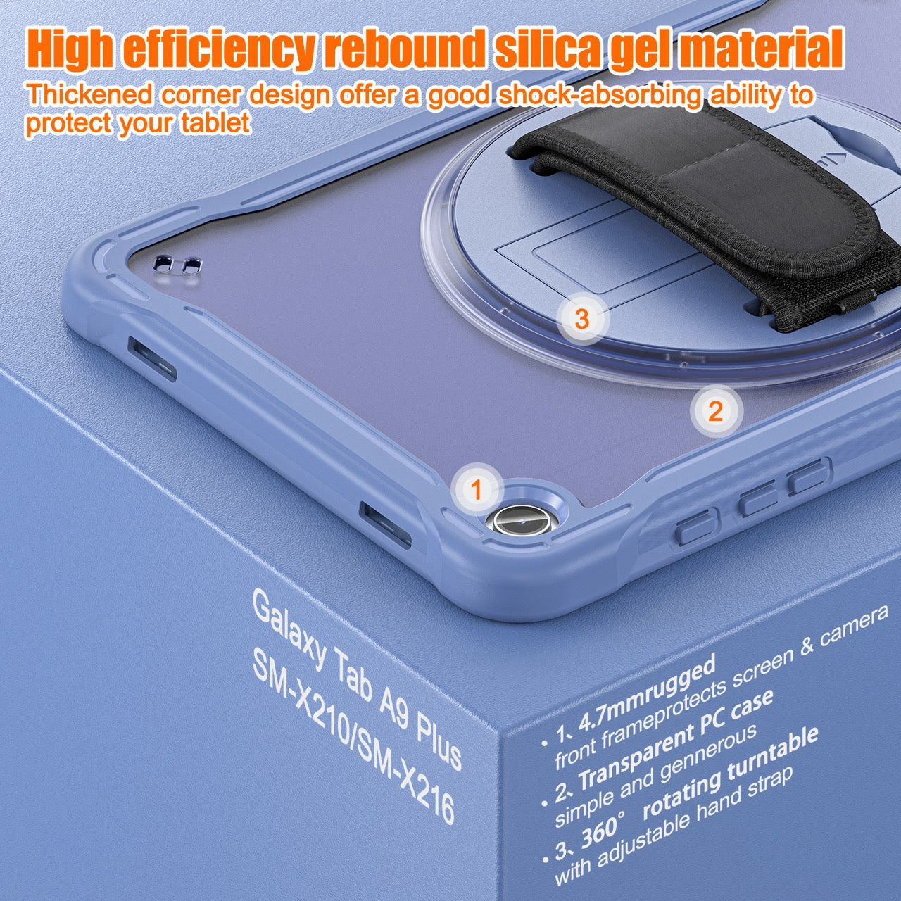 Samsung Tab A9+ A9 Plus Rugged Case - 360° Stand, Hand & Shoulder Strap - Shockproof - Lavender