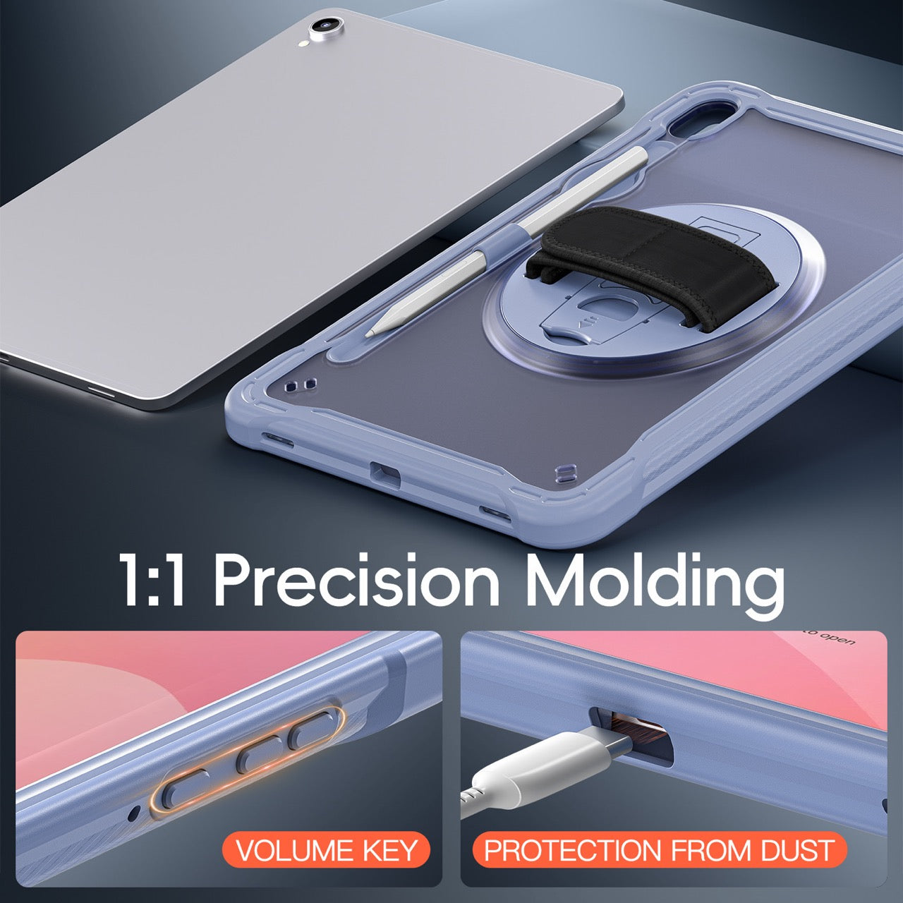 Samsung Tab S11 Rugged Case - 360° Stand, Hand & Shoulder Strap - Shockproof - Lavender