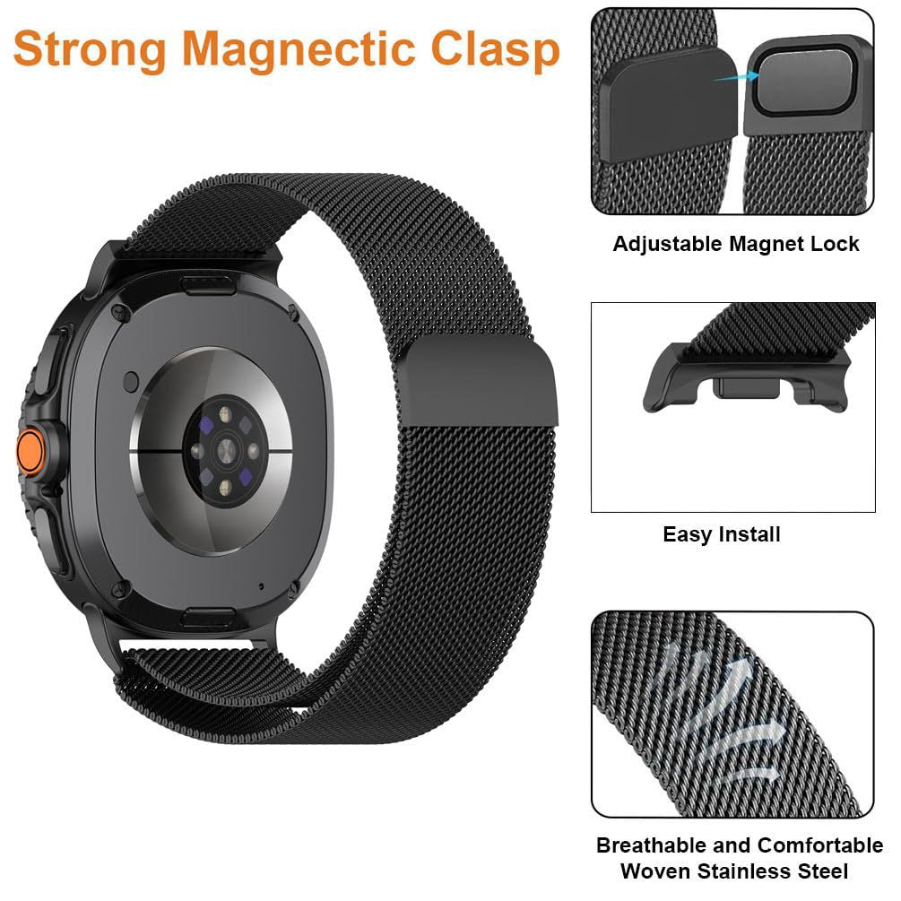 Milanese Loop Magnetic Stainless Steel Band for Samsung Galaxy Watch 8 (40 mm / 44 mm) Black