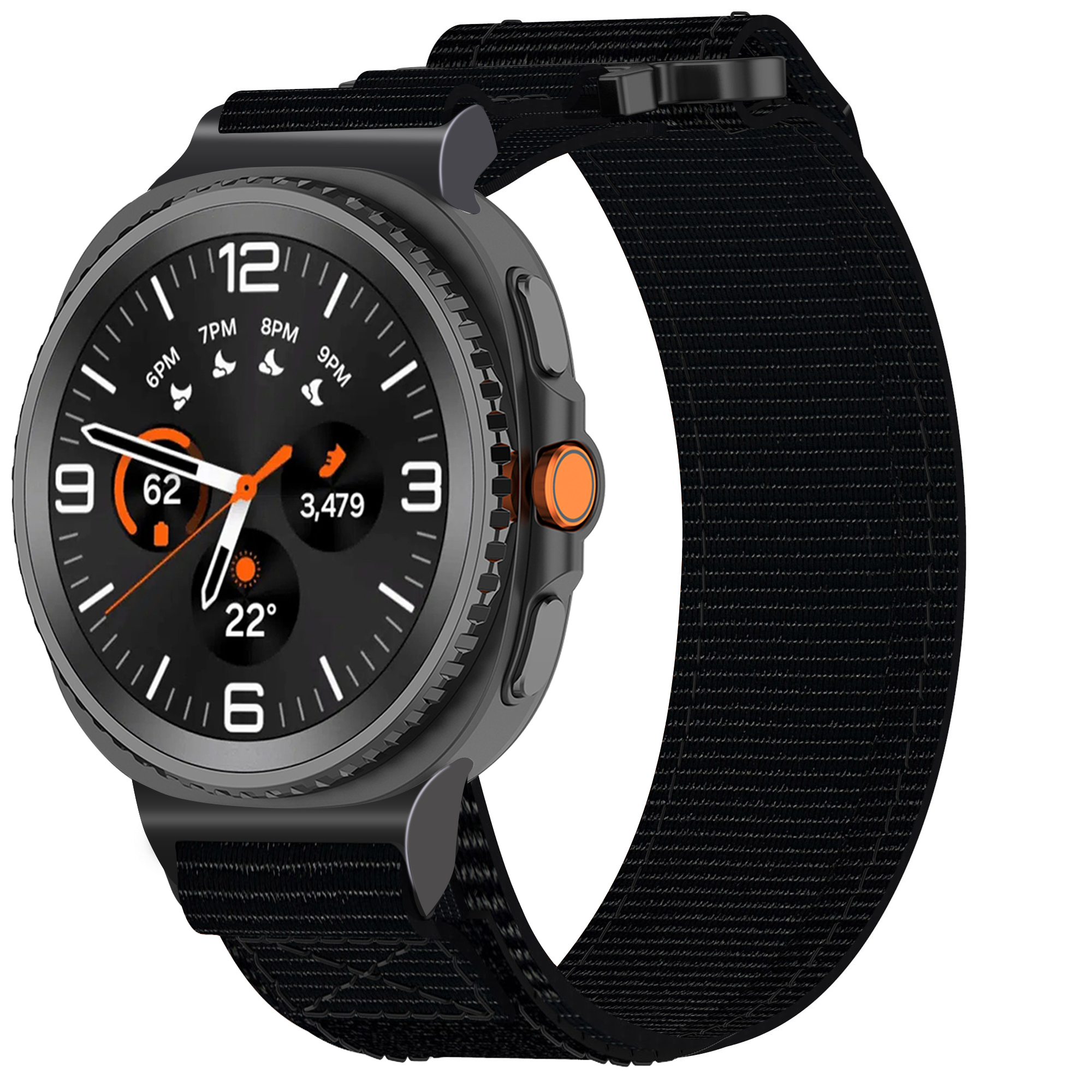 Nylon Sport Band with Hook-and-Loop Fastener for Samsung Galaxy Watch 8 (40 mm / 44 mm) - Black