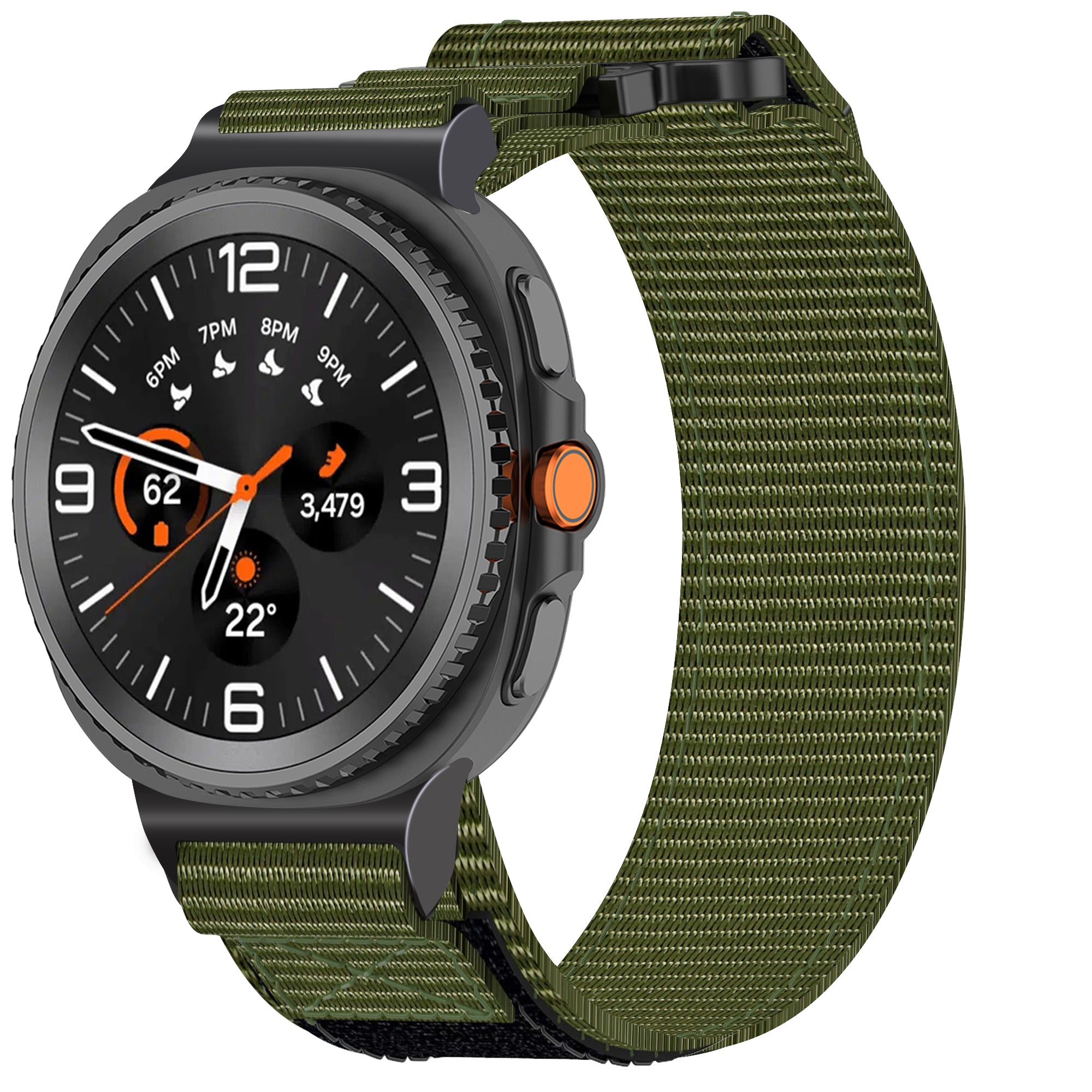 Nylon Sport Band with Hook-and-Loop Fastener for Samsung Galaxy Watch 8 (40 mm / 44 mm) - Army Green