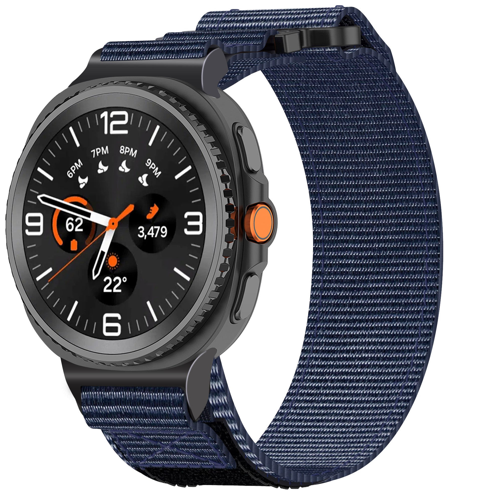 Nylon Sport Band with Hook-and-Loop Fastener for Samsung Galaxy Watch 8 (40 mm / 44 mm) - Navy
