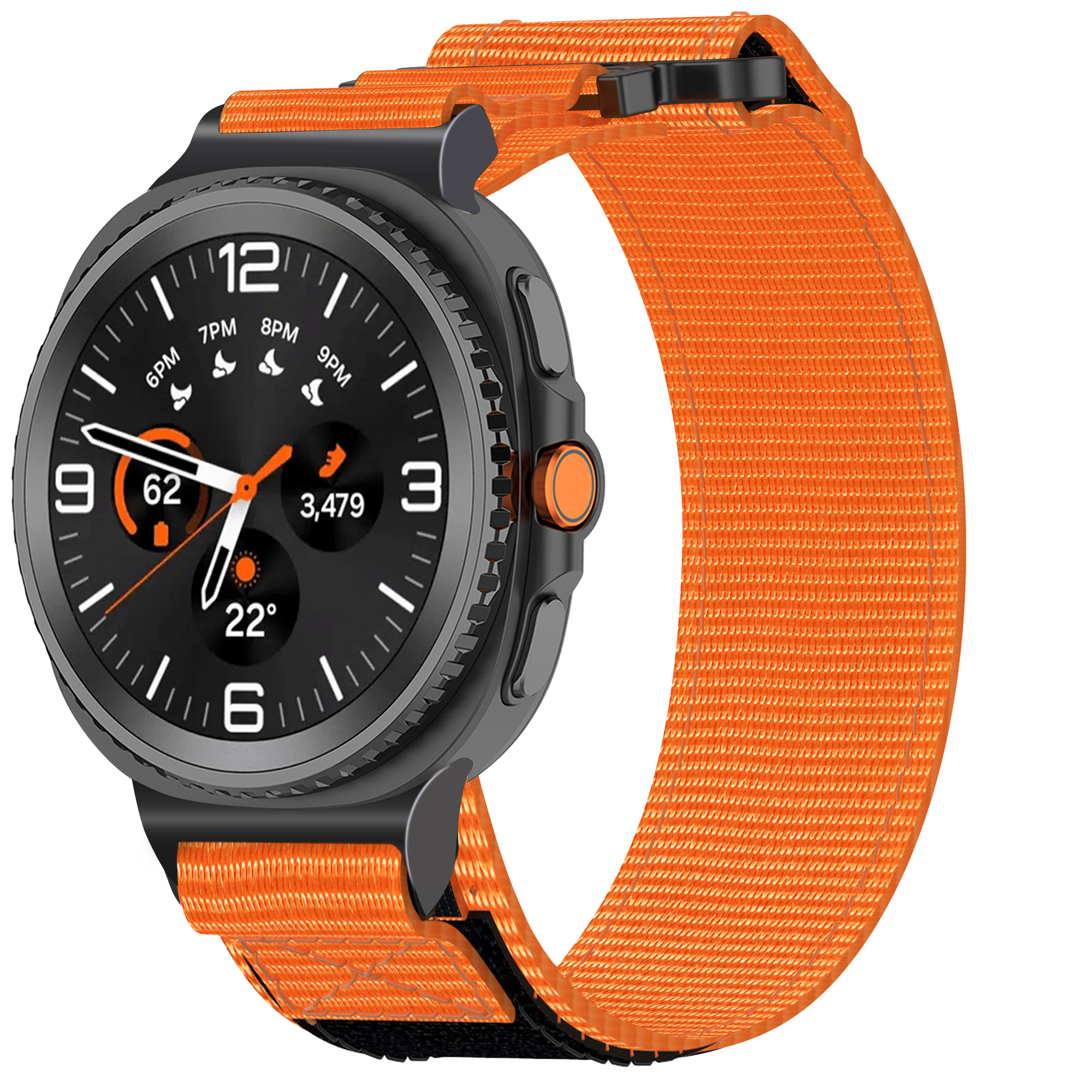 Nylon Sport Band with Hook-and-Loop Fastener for Samsung Galaxy Watch 8 (40 mm / 44 mm) - Orange