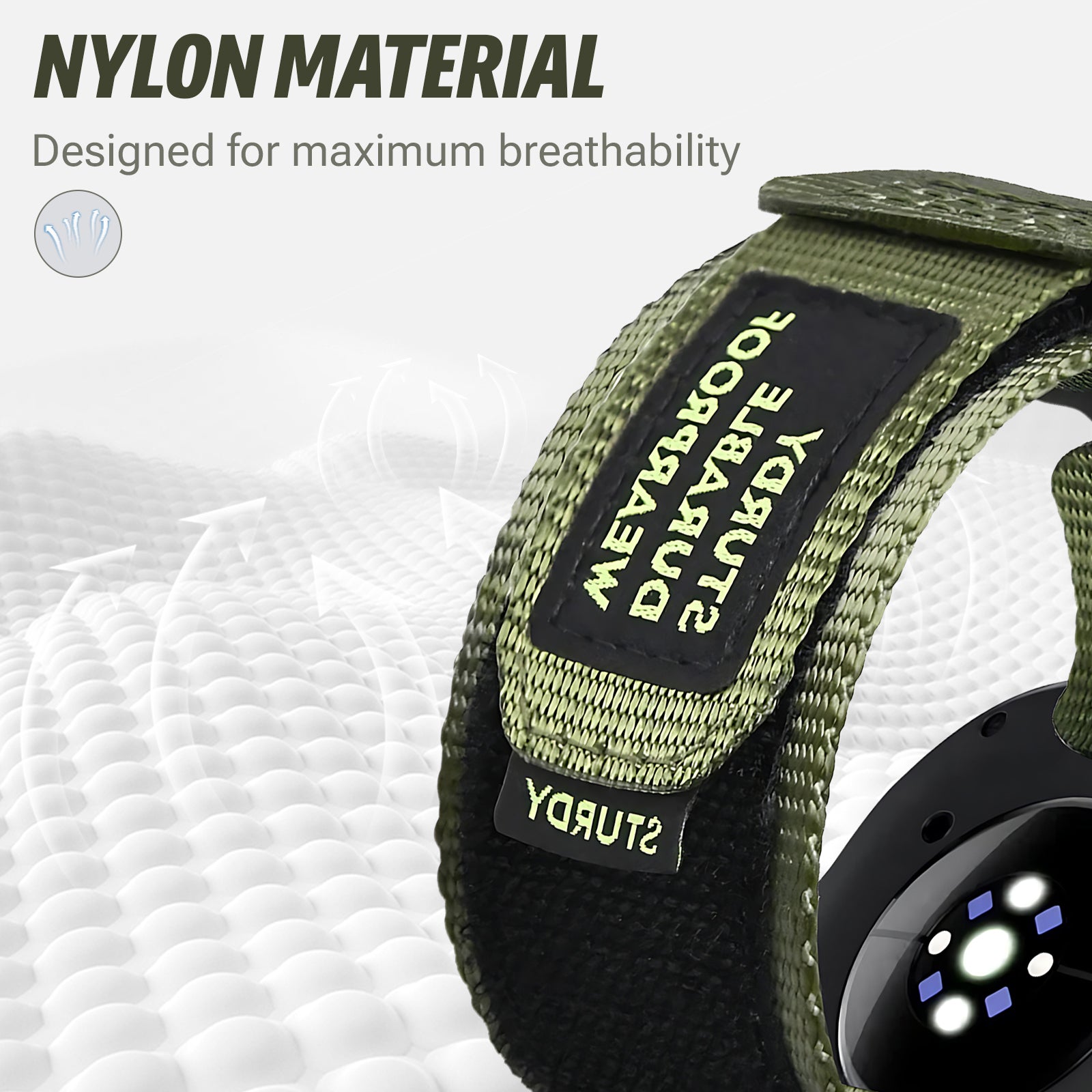 Nylon Sport Band with Hook-and-Loop Fastener for Samsung Galaxy Watch 8 (40 mm / 44 mm) - Army Green