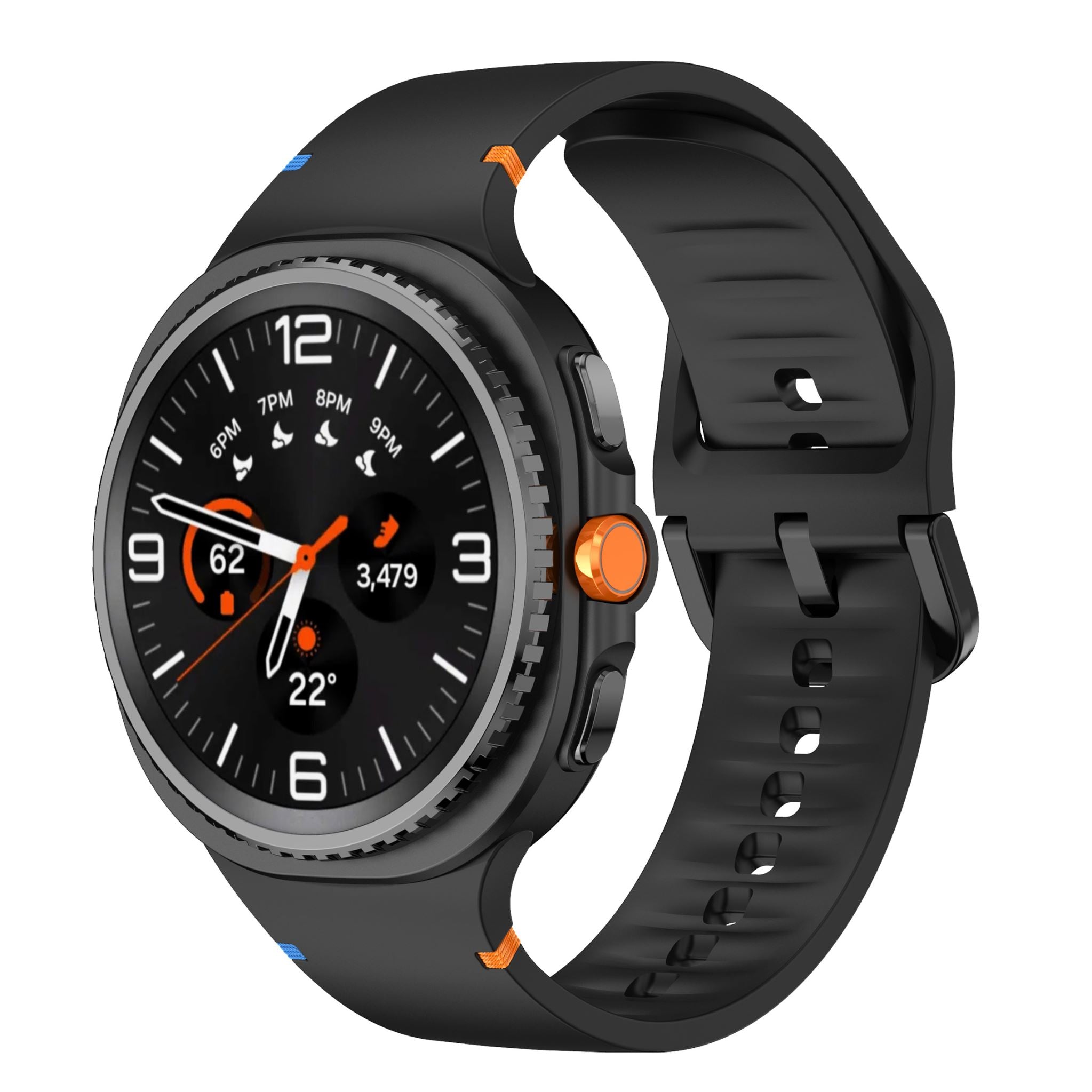 Soft Silicone Sport Band with Flat Stitch Design for Samsung Galaxy Watch 8  – Black