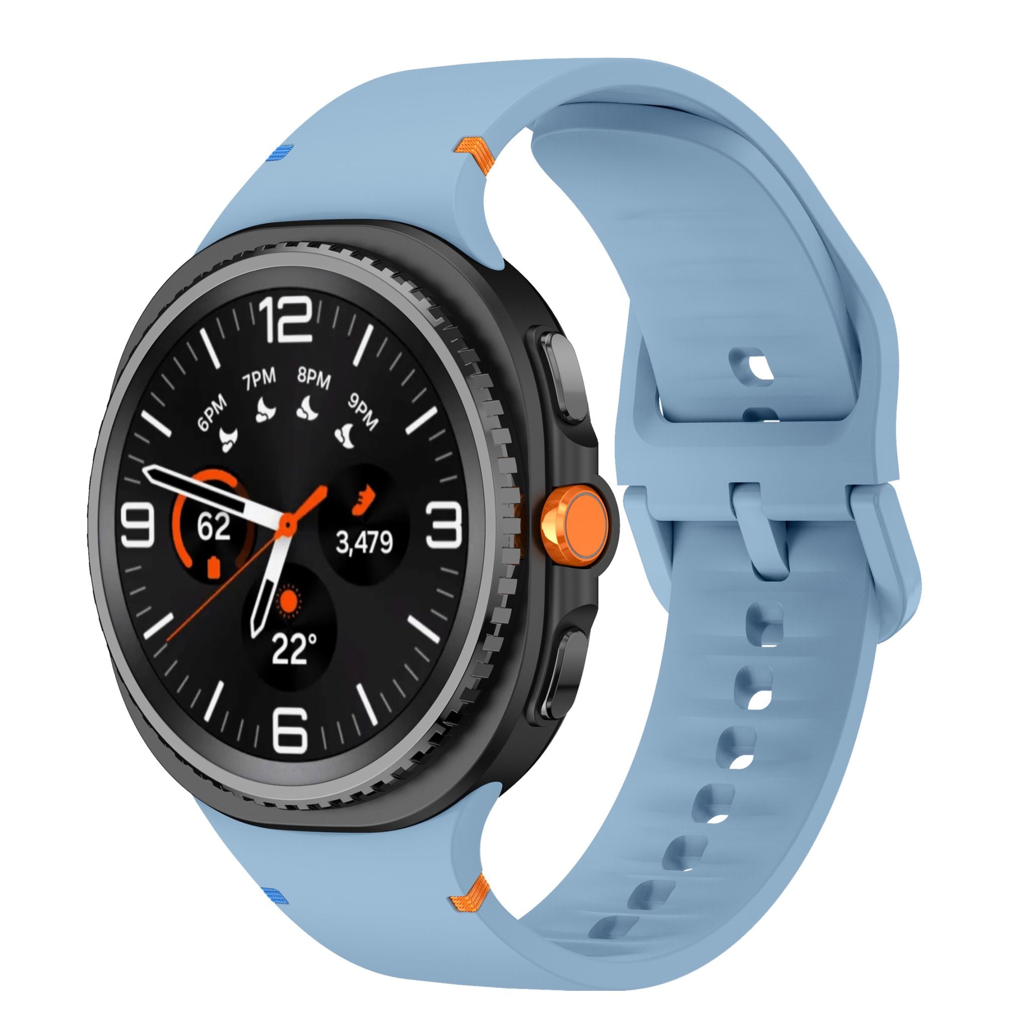 Soft Silicone Sport Band with Flat Stitch Design for Samsung Galaxy Watch 8  – Sky Blue