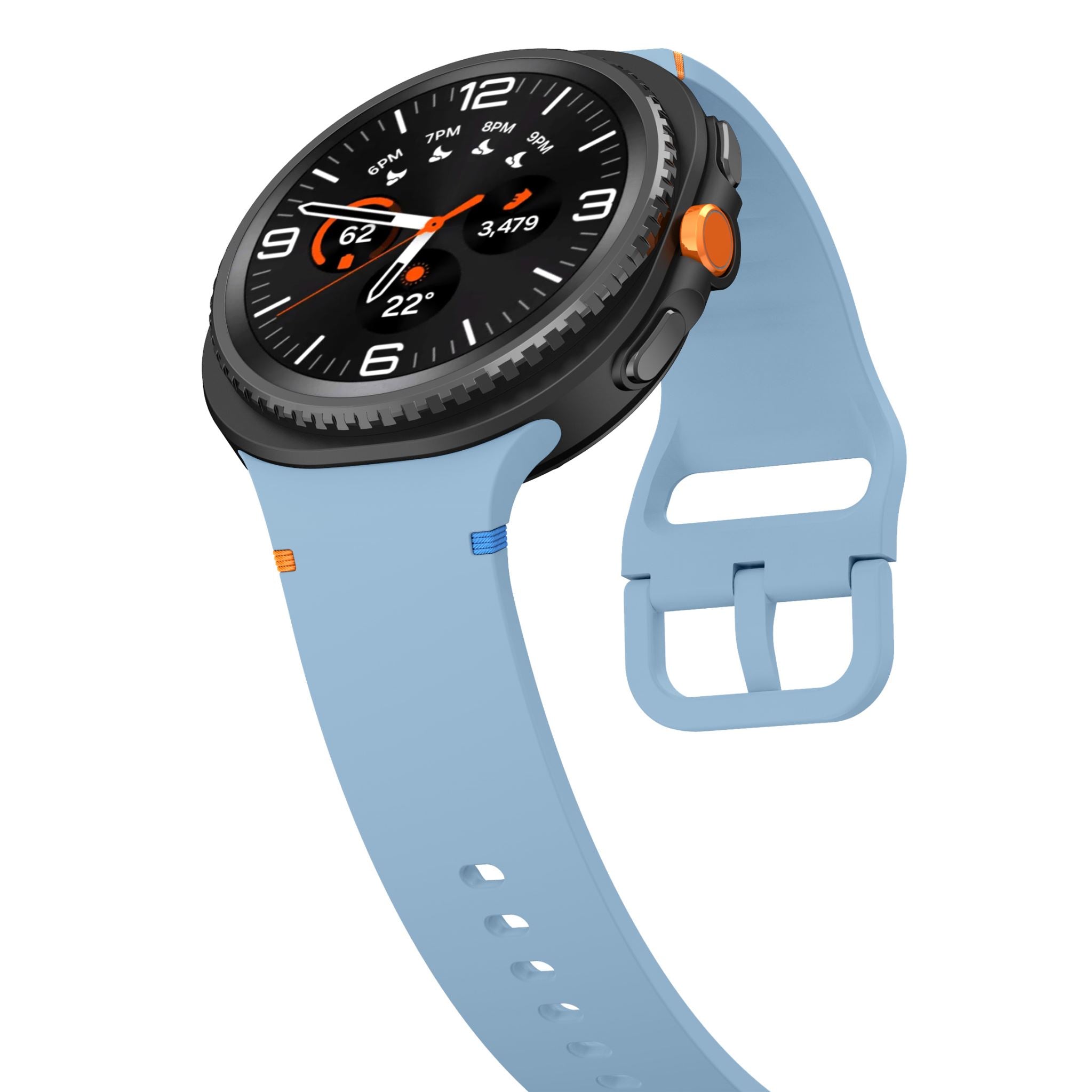 Soft Silicone Sport Band with Flat Stitch Design for Samsung Galaxy Watch 8  – Sky Blue