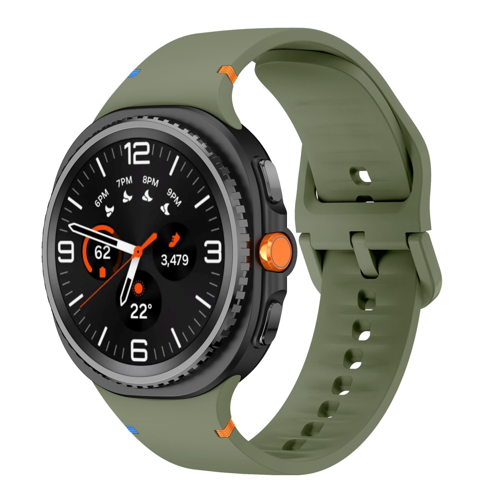 Soft Silicone Sport Band with Flat Stitch Design for Samsung Galaxy Watch 8  – Olive Green