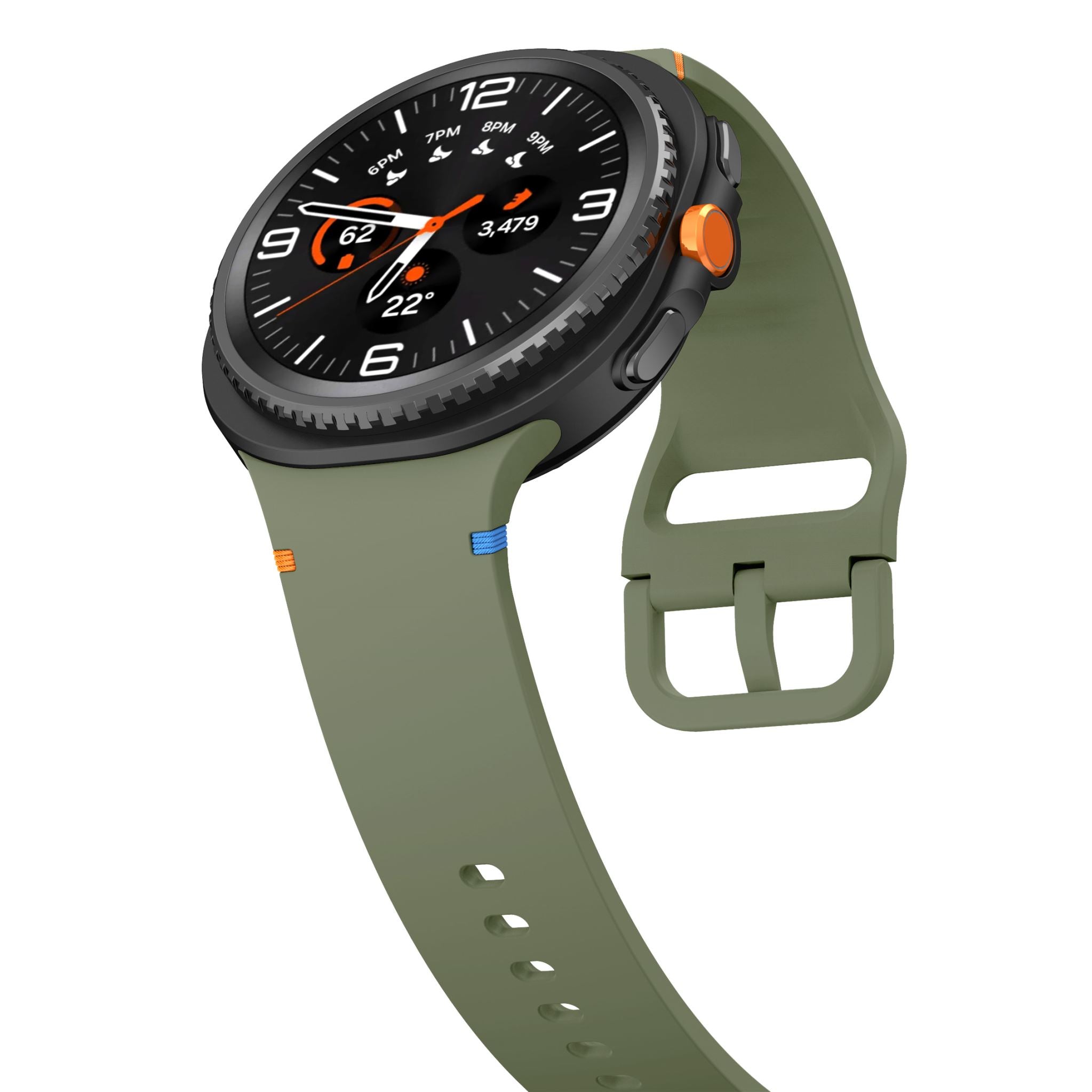 Soft Silicone Sport Band with Flat Stitch Design for Samsung Galaxy Watch 8  – Olive Green