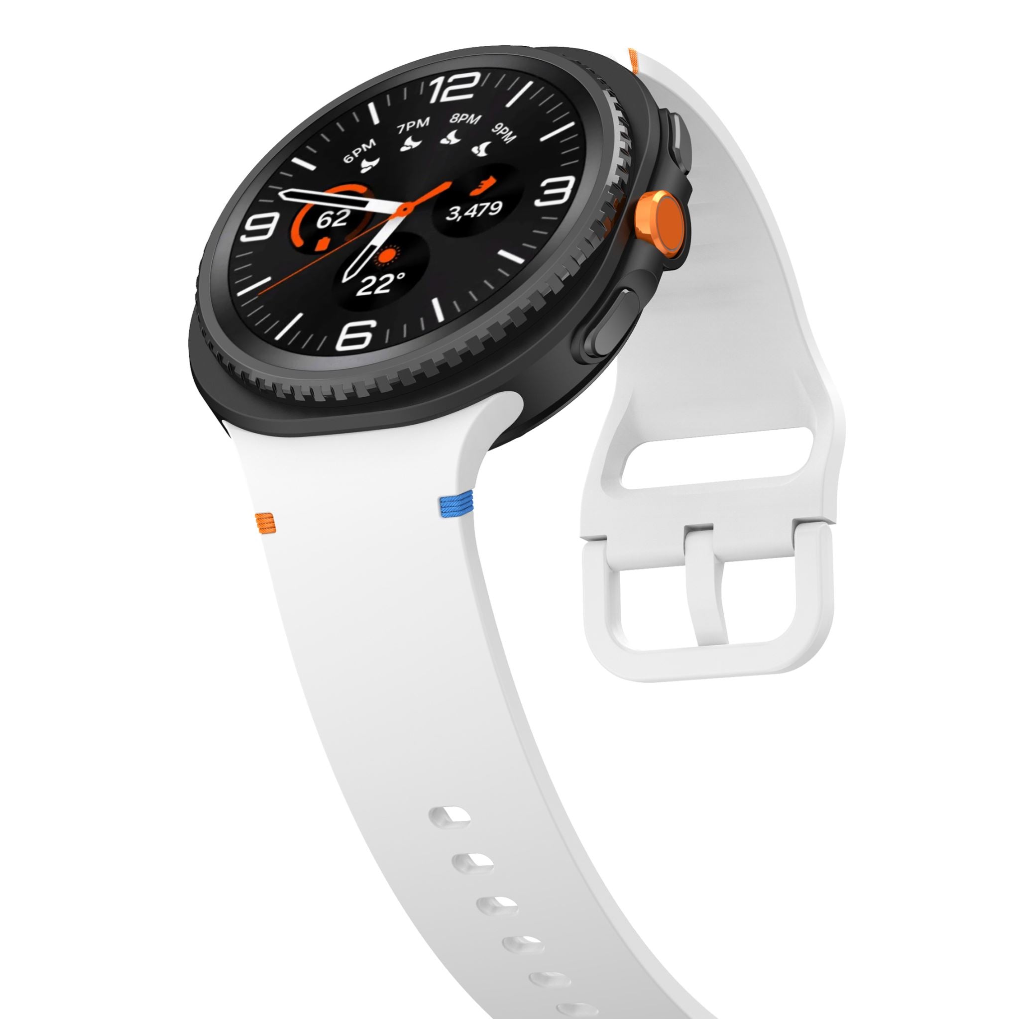 Soft Silicone Sport Band with Flat Stitch Design for Samsung Galaxy Watch 8  – White