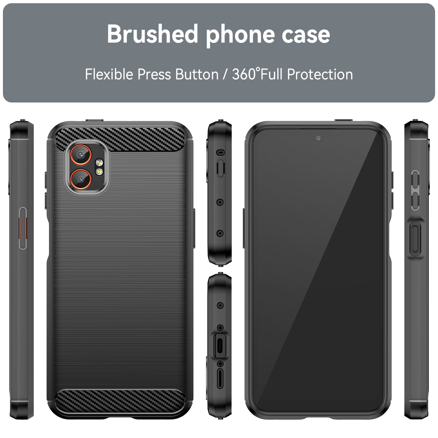 Samsung Xcover 7 Pro Carbon Fibre TPU Case Slim Shockproof Cover Black