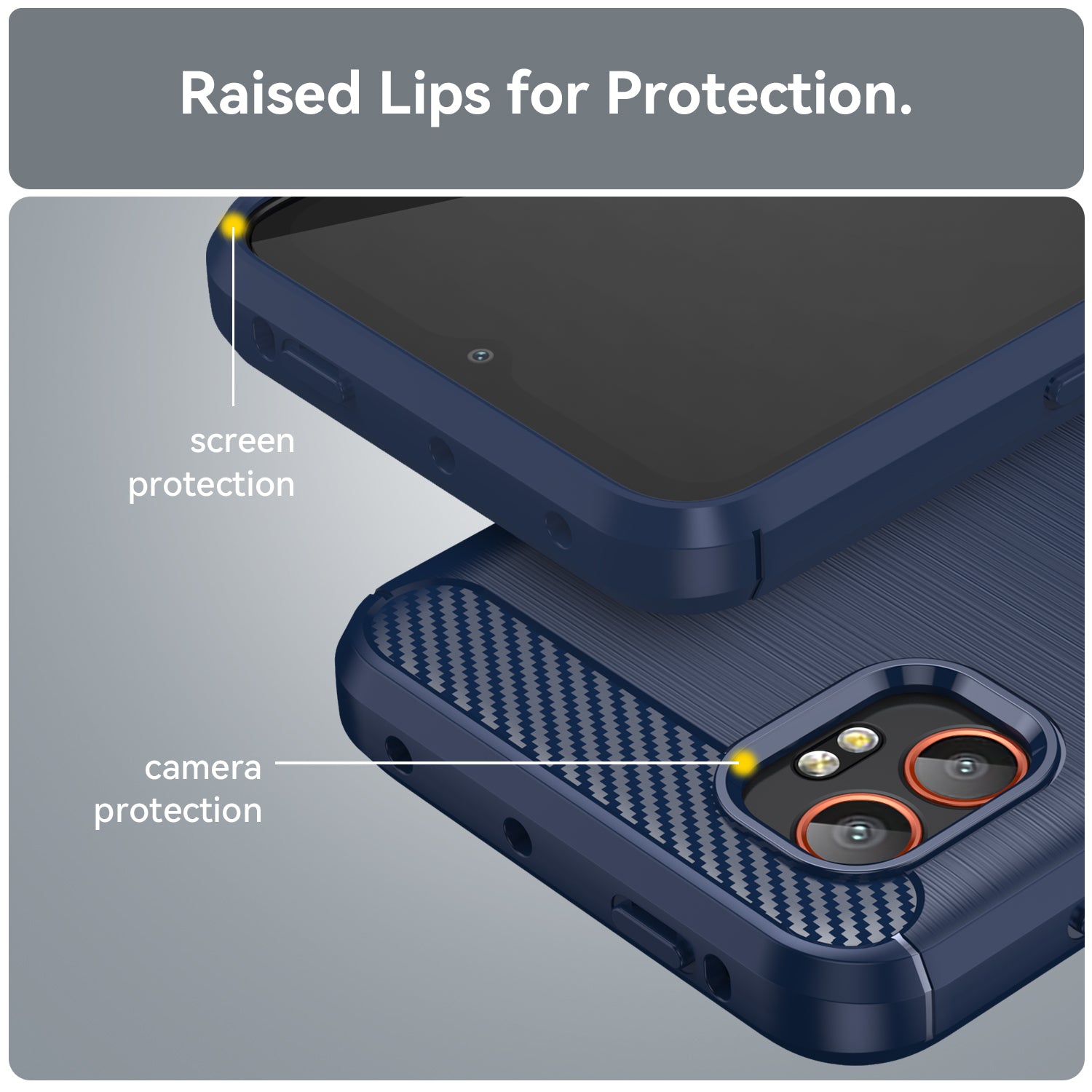 Samsung Xcover 7 Pro Carbon Fibre TPU Case Slim Shockproof Cover Navy