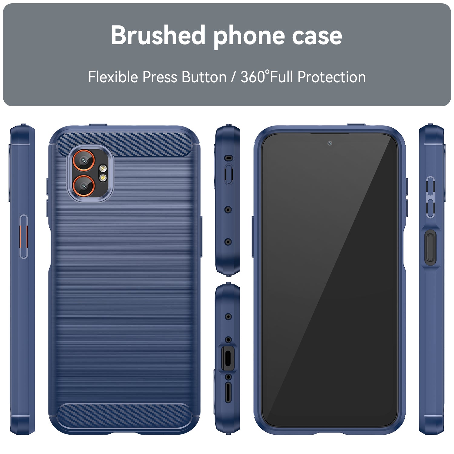 Samsung Xcover 7 Pro Carbon Fibre TPU Case Slim Shockproof Cover Navy