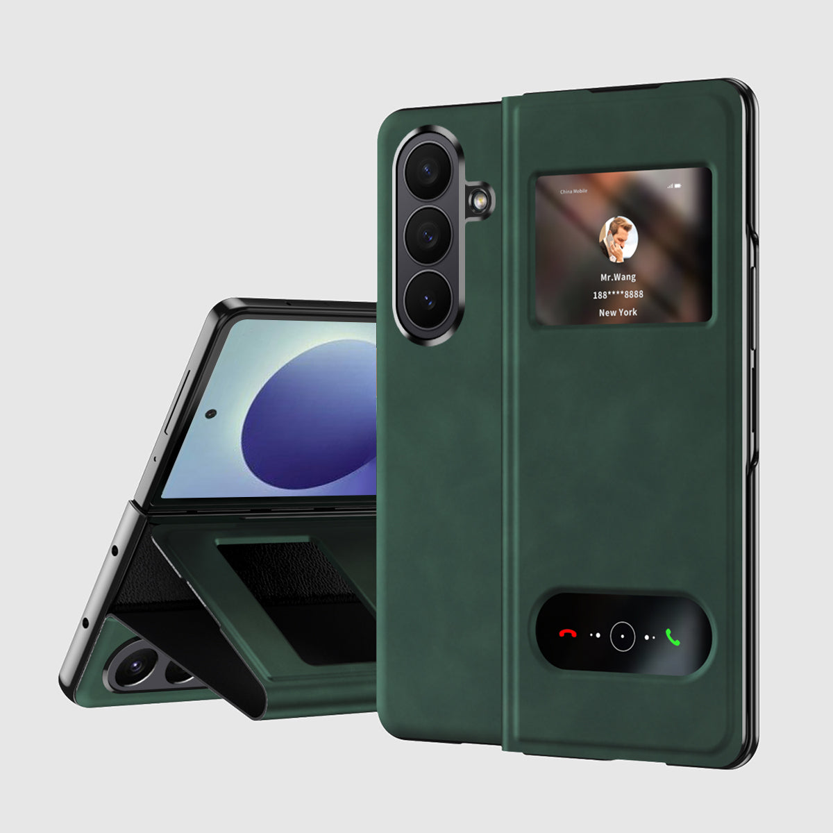 Samsung Galaxy Z Fold 8 Ultra Window Flip Case PU Leather Magnetic Stand Cover - Green
