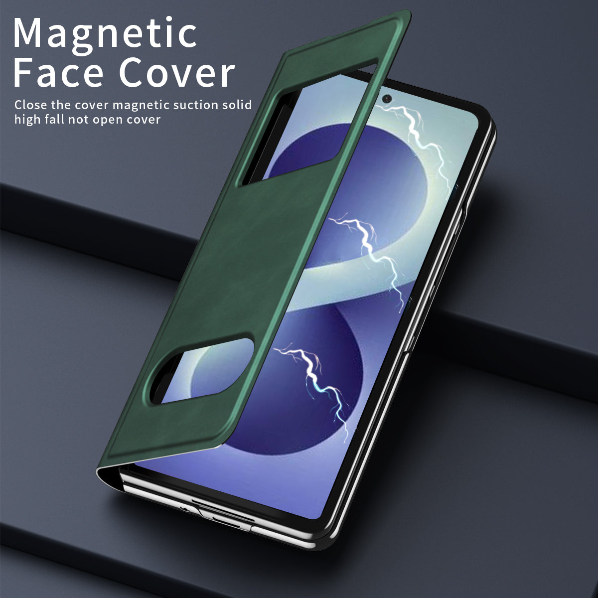 Samsung Galaxy Z Fold 8 Ultra Window Flip Case PU Leather Magnetic Stand Cover - Green