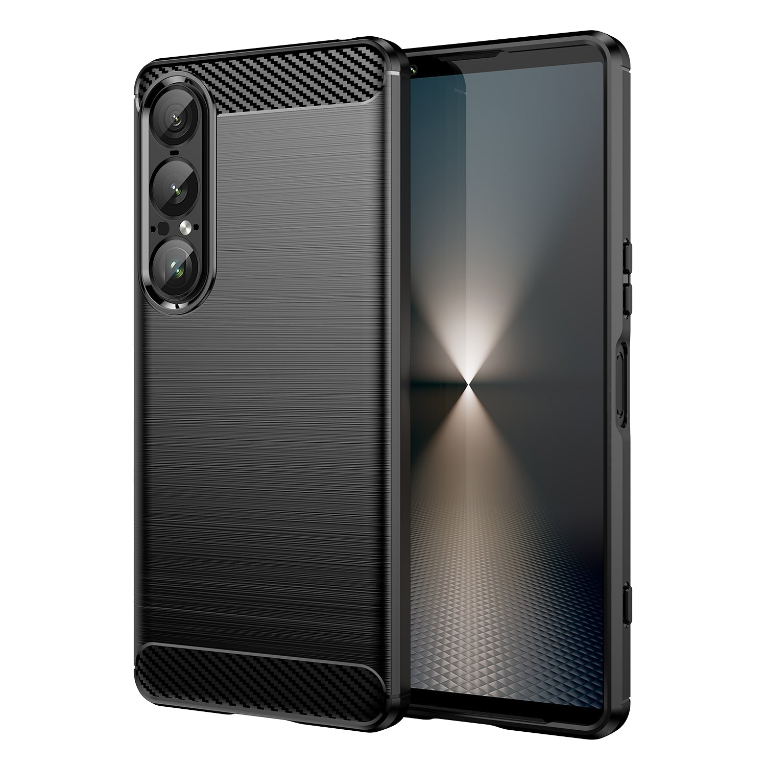 Sony Xperia 1 VII Carbon Fibre TPU Case Slim Shockproof Cover Black