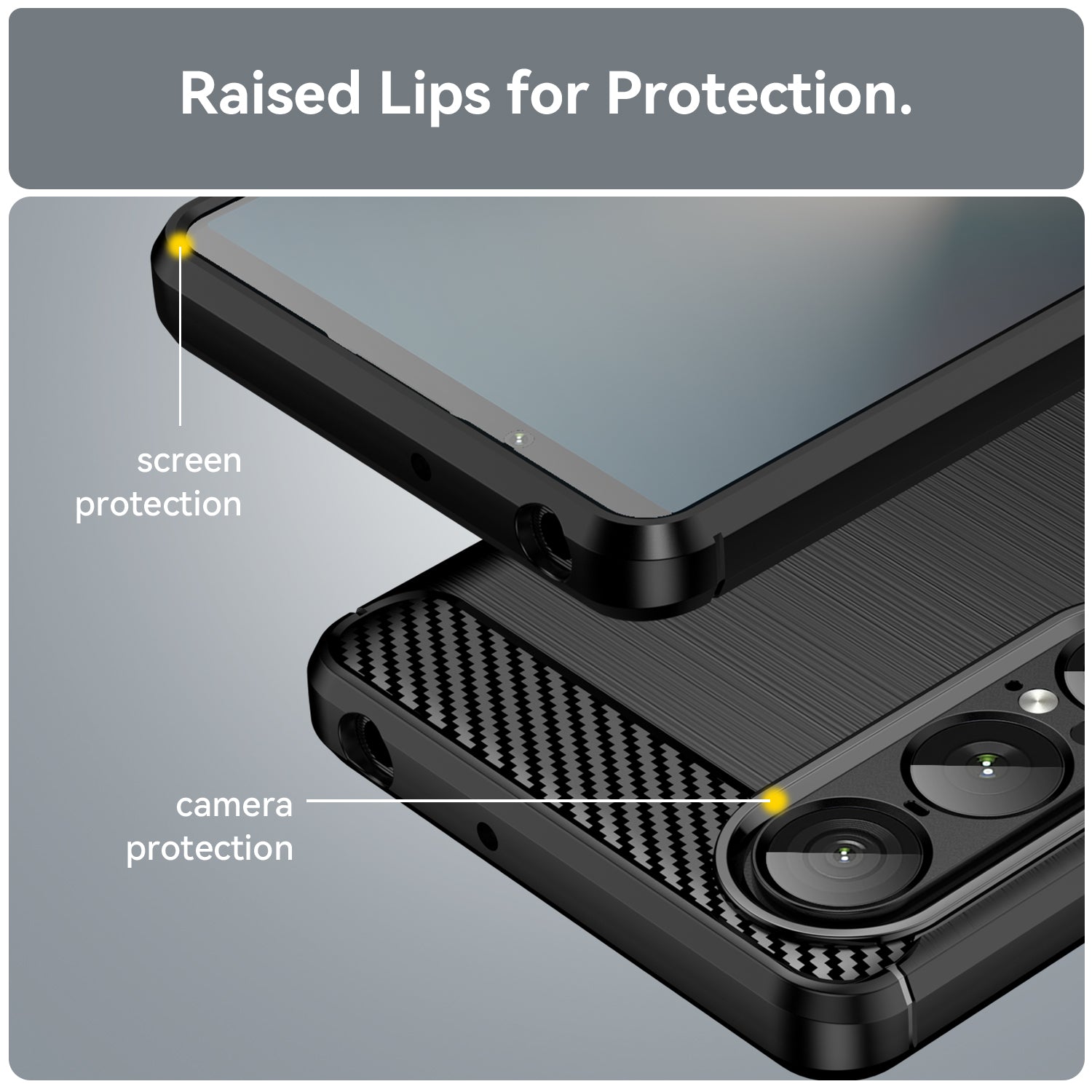 Sony Xperia 1 VII Carbon Fibre TPU Case Slim Shockproof Cover Black