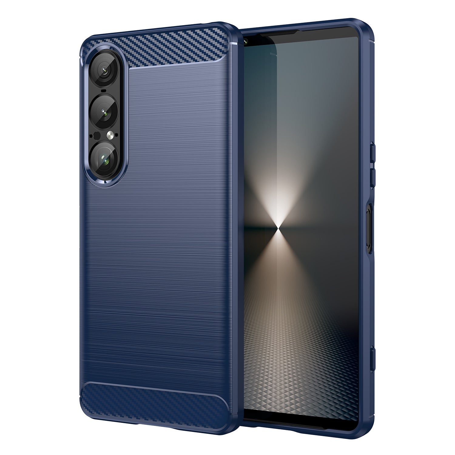 Sony Xperia 1 VII Carbon Fibre TPU Case Slim Shockproof Cover Navy