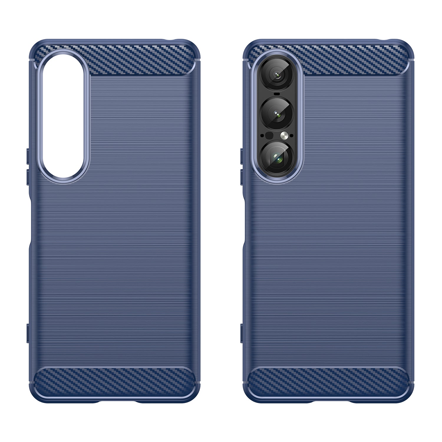 Sony Xperia 1 VII Carbon Fibre TPU Case Slim Shockproof Cover Navy