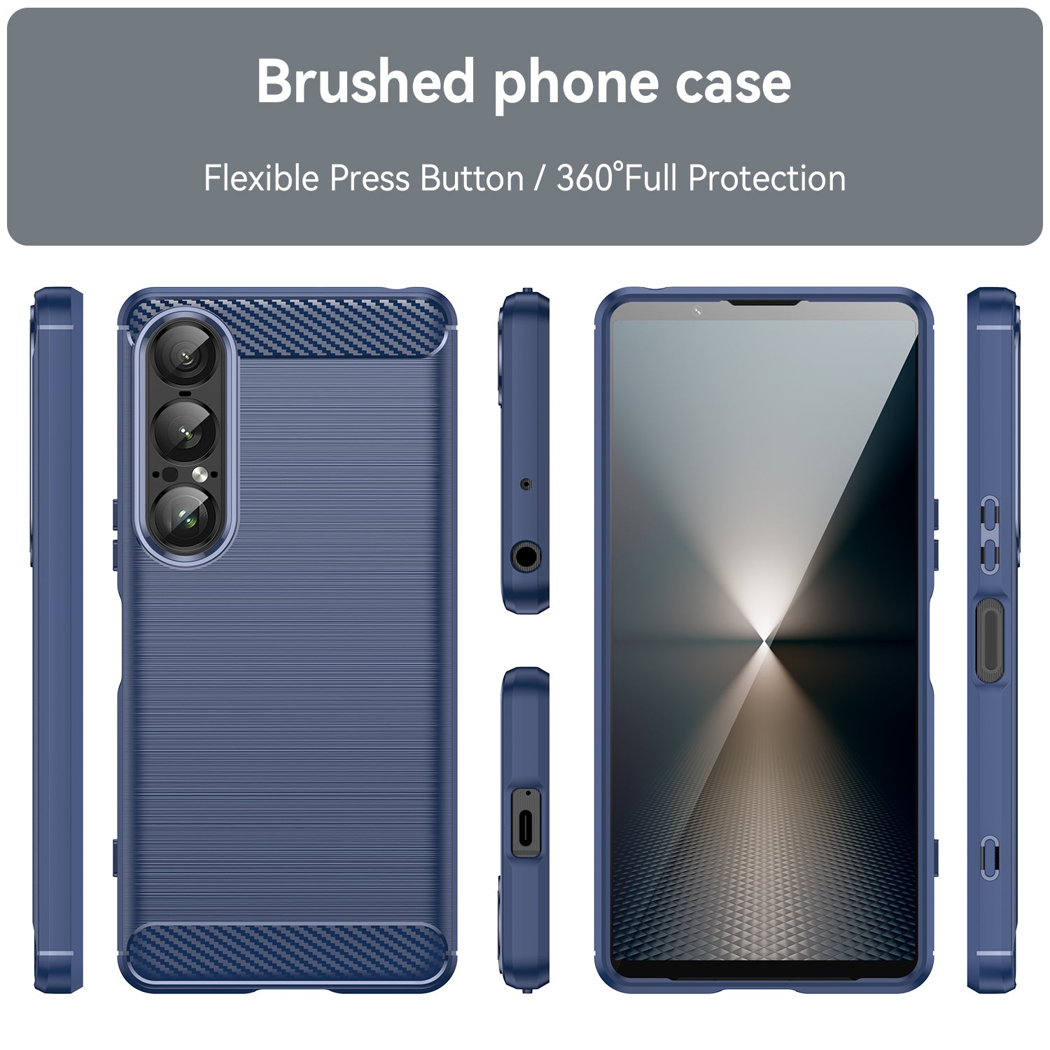 Sony Xperia 1 VII Carbon Fibre TPU Case Slim Shockproof Cover Navy