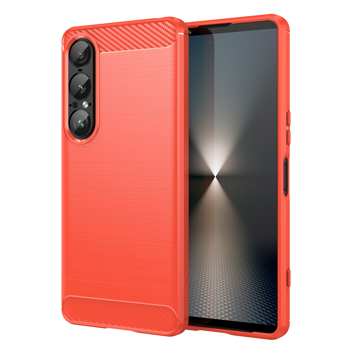 Sony Xperia 1 VII Carbon Fibre TPU Case Slim Shockproof Cover Red