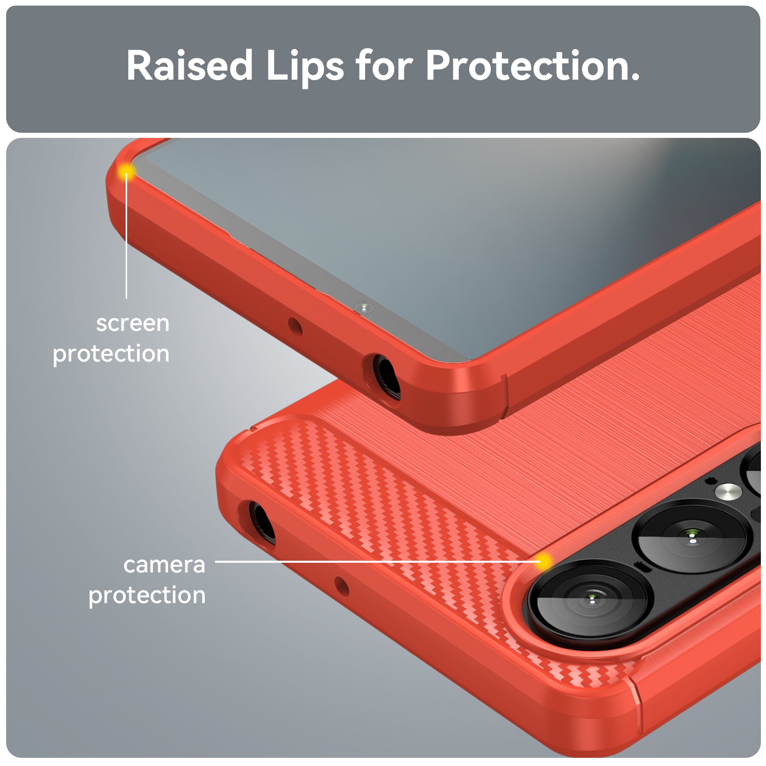 Sony Xperia 1 VII Carbon Fibre TPU Case Slim Shockproof Cover Red