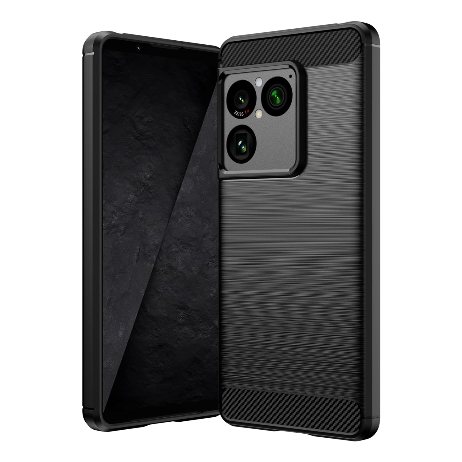Sony Xperia 1 VIII Carbon Fibre TPU Case Slim Shockproof Cover Black