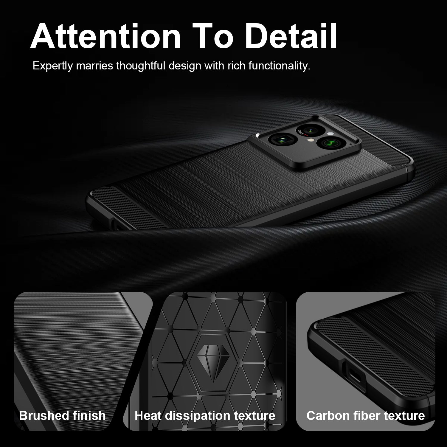 Sony Xperia 1 VIII Carbon Fibre TPU Case Slim Shockproof Cover Black