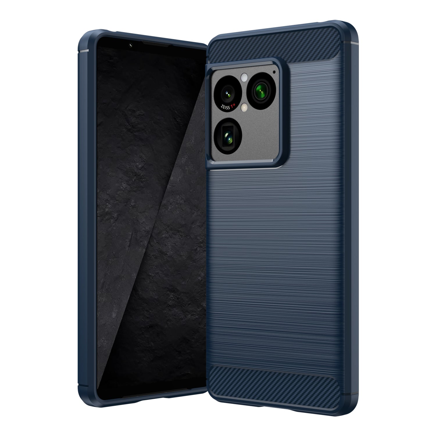 Sony Xperia 1 VIII Carbon Fibre TPU Case Slim Shockproof Cover Navy