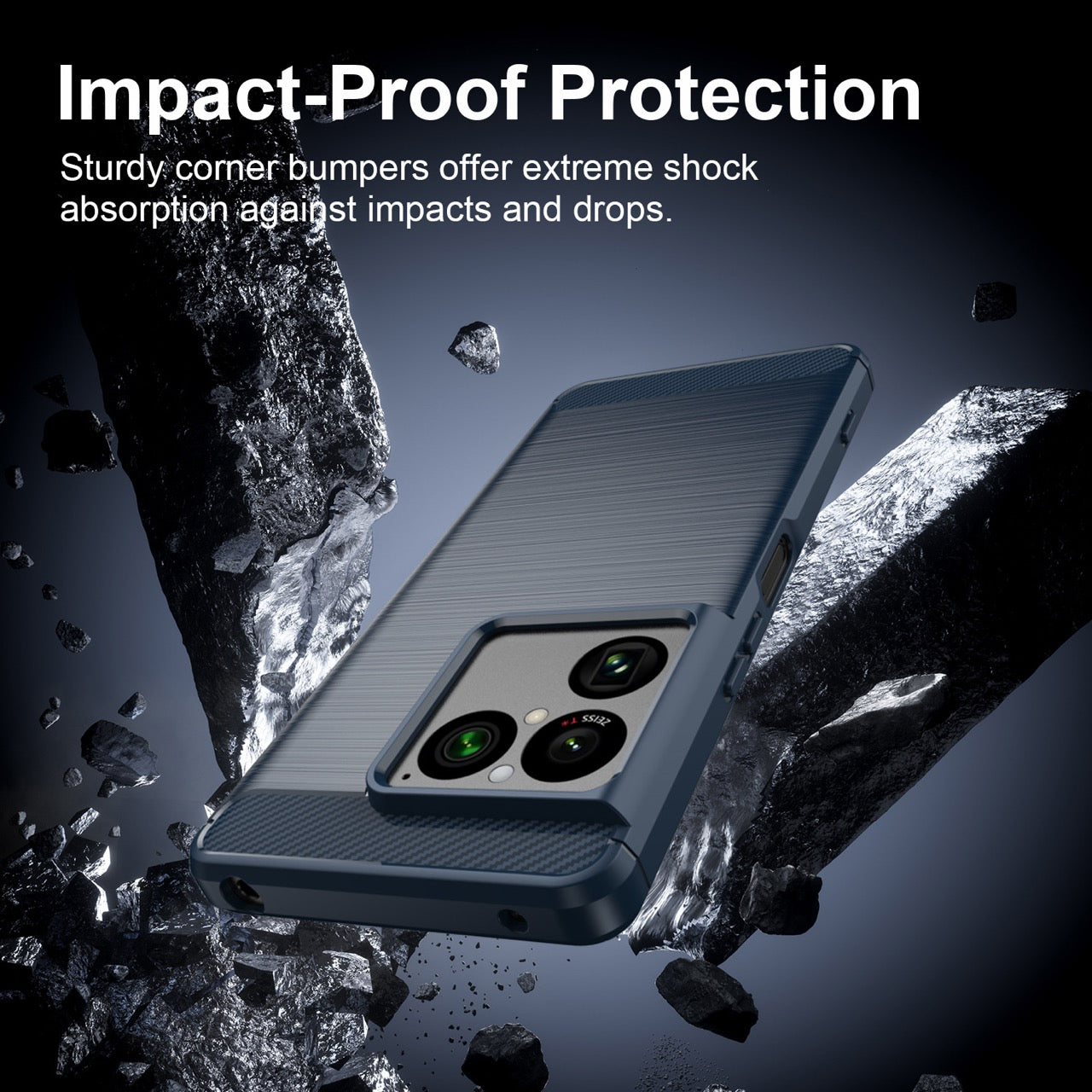 Sony Xperia 1 VIII Carbon Fibre TPU Case Slim Shockproof Cover Navy
