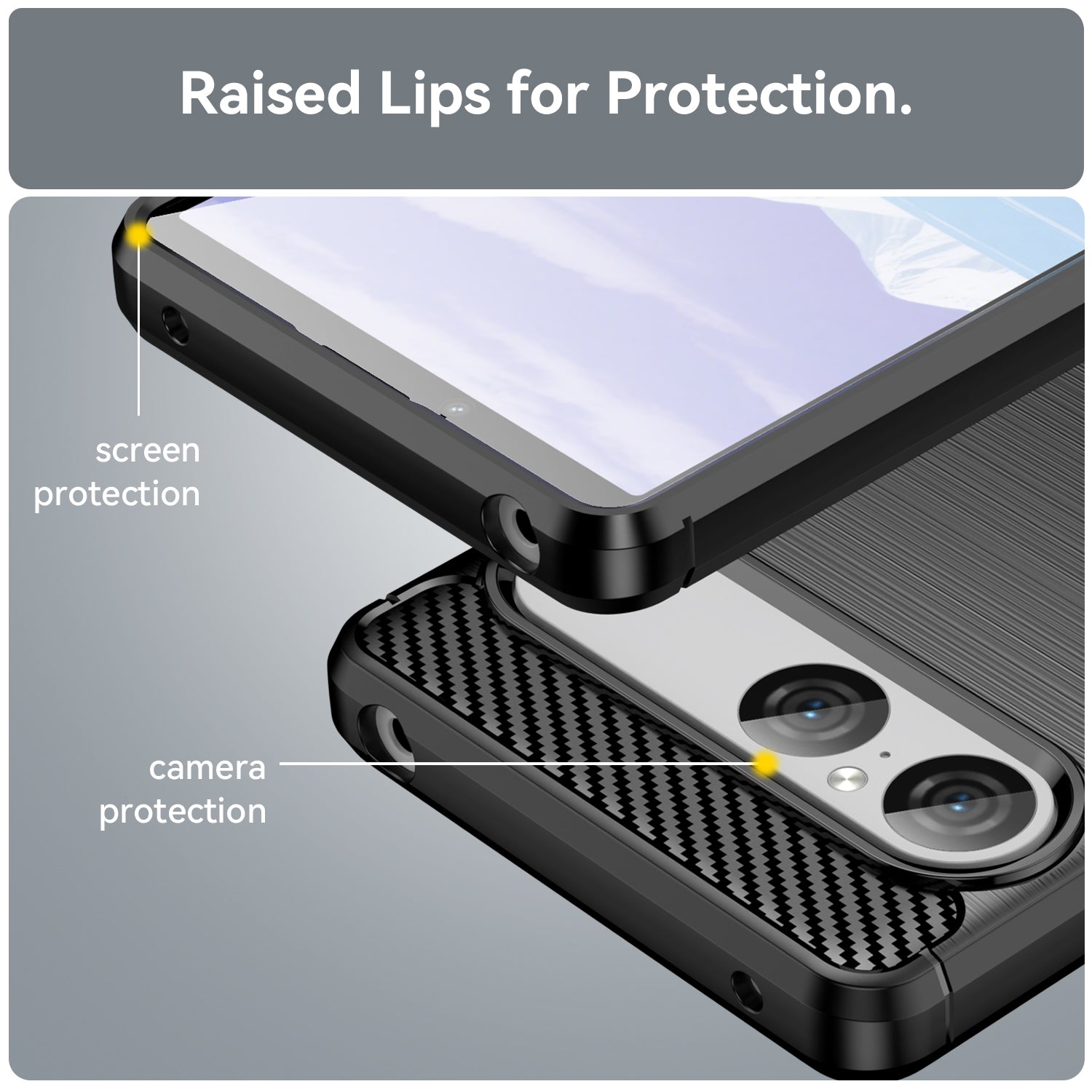 Sony Xperia 10 VII Carbon Fibre TPU Case Slim Shockproof Cover Black